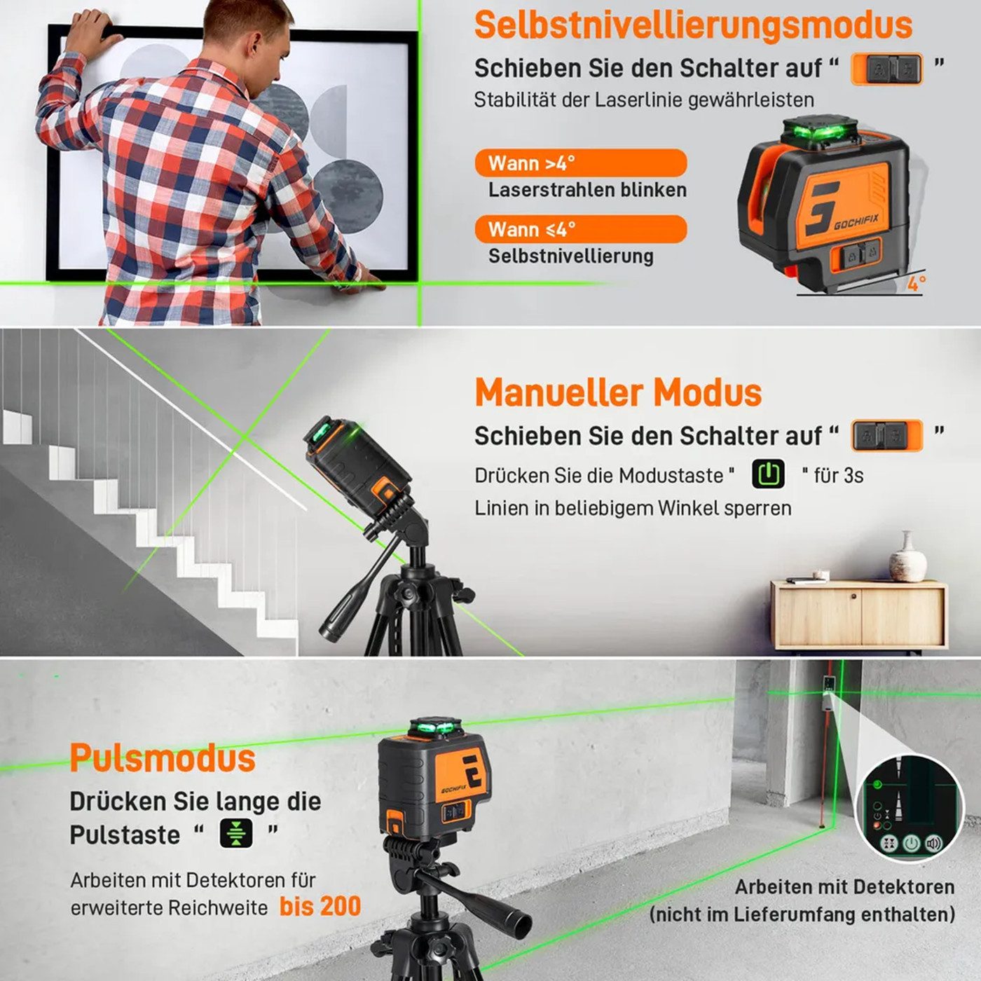MECO Laserwasserwaage 5 Linien Nivelliergerät Kreuzlinienlaser günstig online kaufen