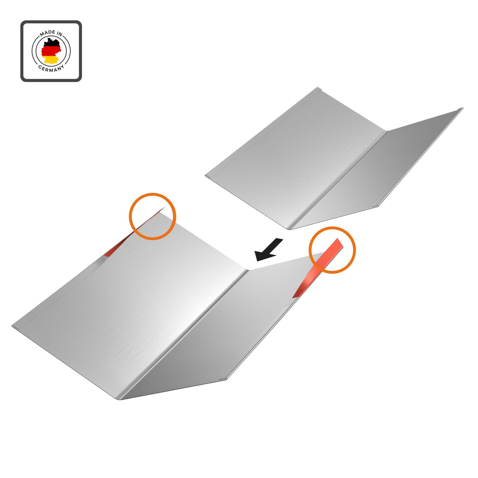 INEFA Dachrinne Kehlblech mit Wasserfalz aus Aluminium, 200cm. 1 Stück, Alublech für optimale Dachentwässerung, Dachrinnen Zubehör