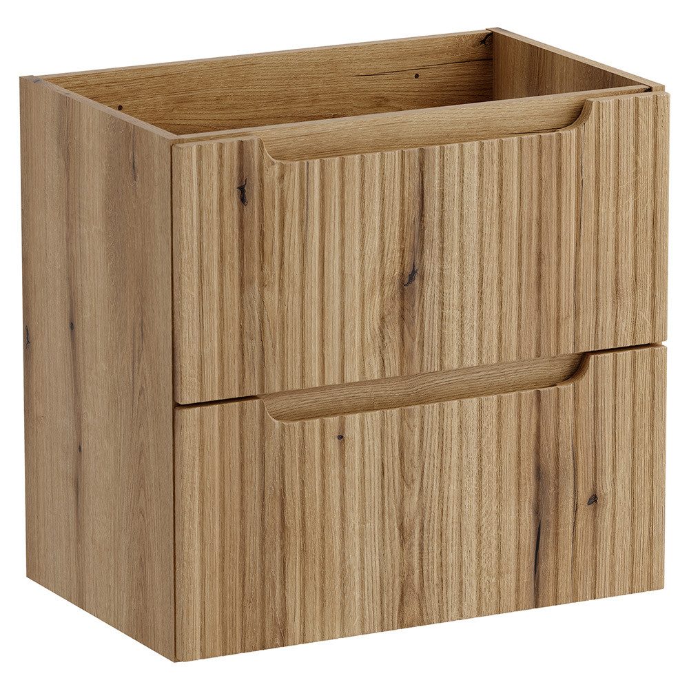 Lomadox Waschbeckenschrank NEWPORT-56-EVOKE 60 cm breit mit 2 Schubladen, Eiche mit gerillter Front