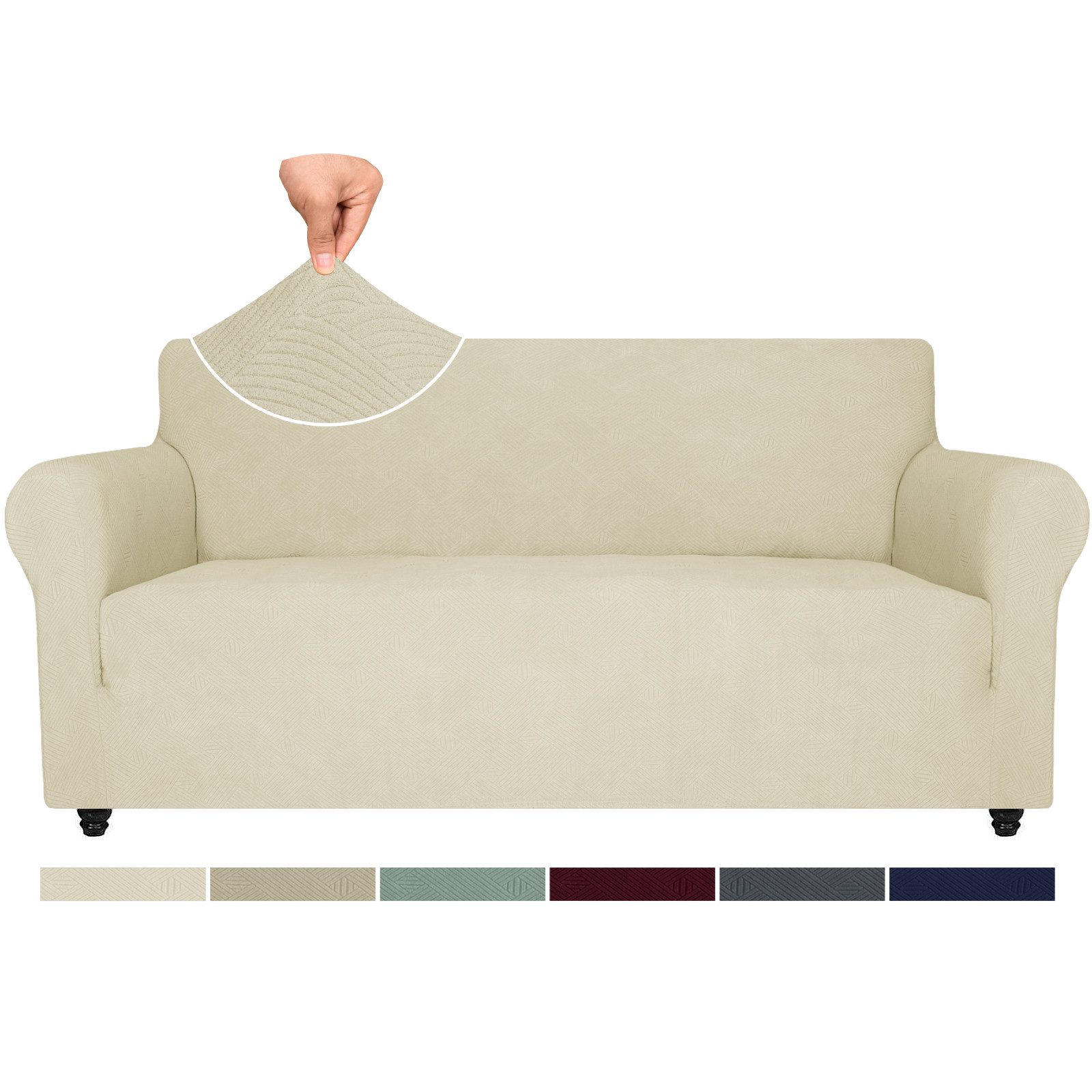 Coonoor Sofahusse Stretch Sofabezug, Sofa Überzug 1/2/3/4 Sitzer, Sofaschoner rutschfest, Elastisch Couch Überzug Mit Armlehnen, Sofaüberwurf Couch Überwurf