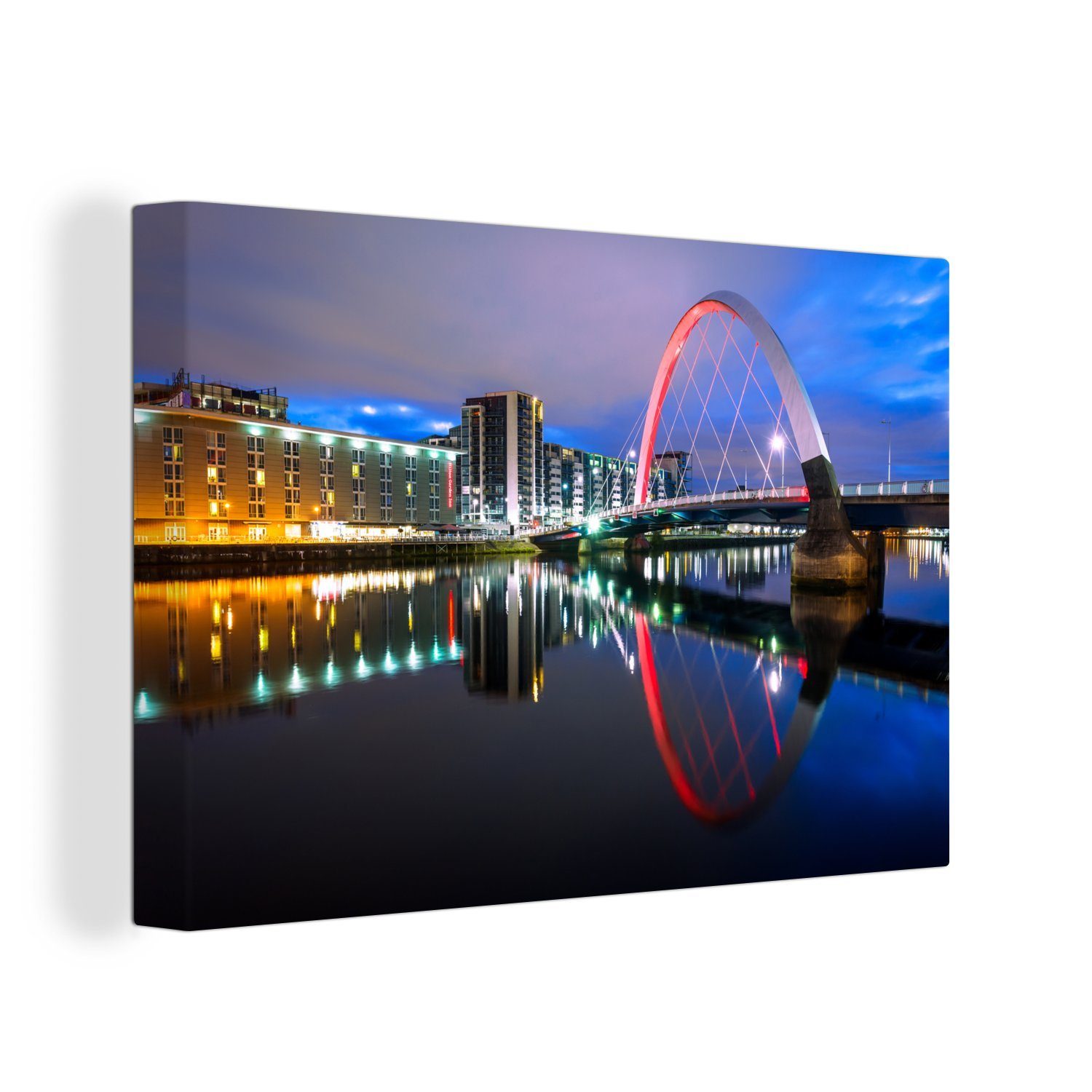 OneMillionCanvasses® Leinwandbild Brücke Rot Glasgow, (1 Leinwandbilder, cm St), Aufhängefertig, - - Wandbild Wanddeko, 30x20