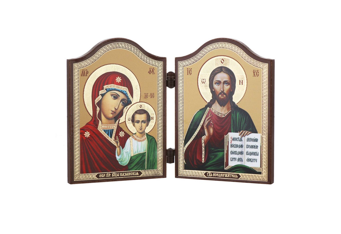 NKlaus Bild GM Von Kazan & Jesus Christus Ikone Diptychon Holz christliche Altar 1, Religion