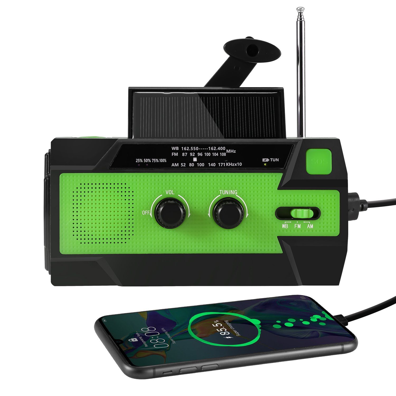 TolleTour Radios,Solarradio,Tragbares Notradio Solar 4000mAh 10W IPX3 Handkurbel Radio