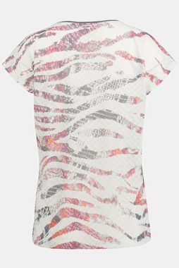 Gina Laura Rundhalsshirt T-Shirt oversized Animal Print Wording Rundhals
