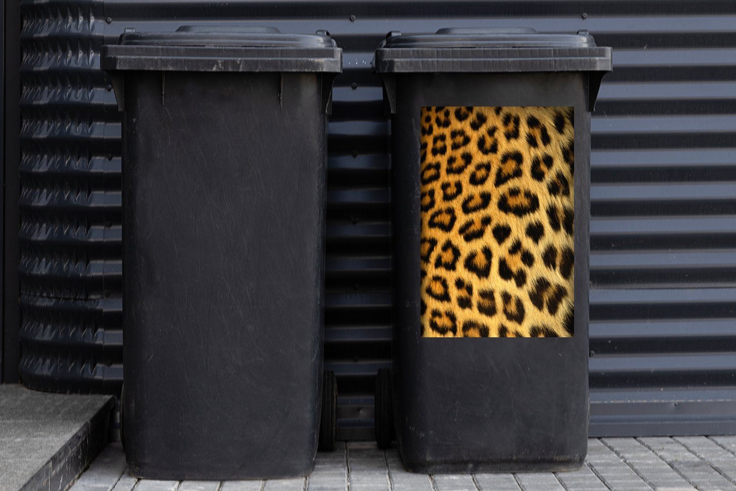 Sticker, Abfalbehälter Leopard Container, - Mülltonne, St), - Haar Wandsticker Fell (1 MuchoWow Mülleimer-aufkleber,