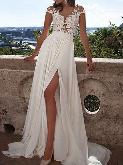 RUZU UG Abendkleid Damen Hochzeitskleid sexy Spitzen Cocktailkleid Brautkleid Partykleid