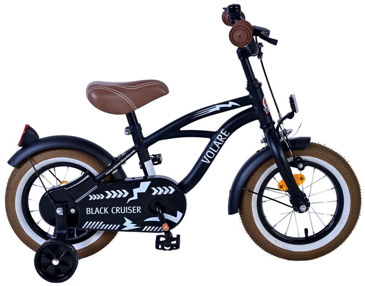 Volare Kinderfahrrad 12 Zoll Kinder Jungen Fahrrad Kinderfahrrad Rad Cruiser Schwarz 21201, 1 Gang, Stützräder
