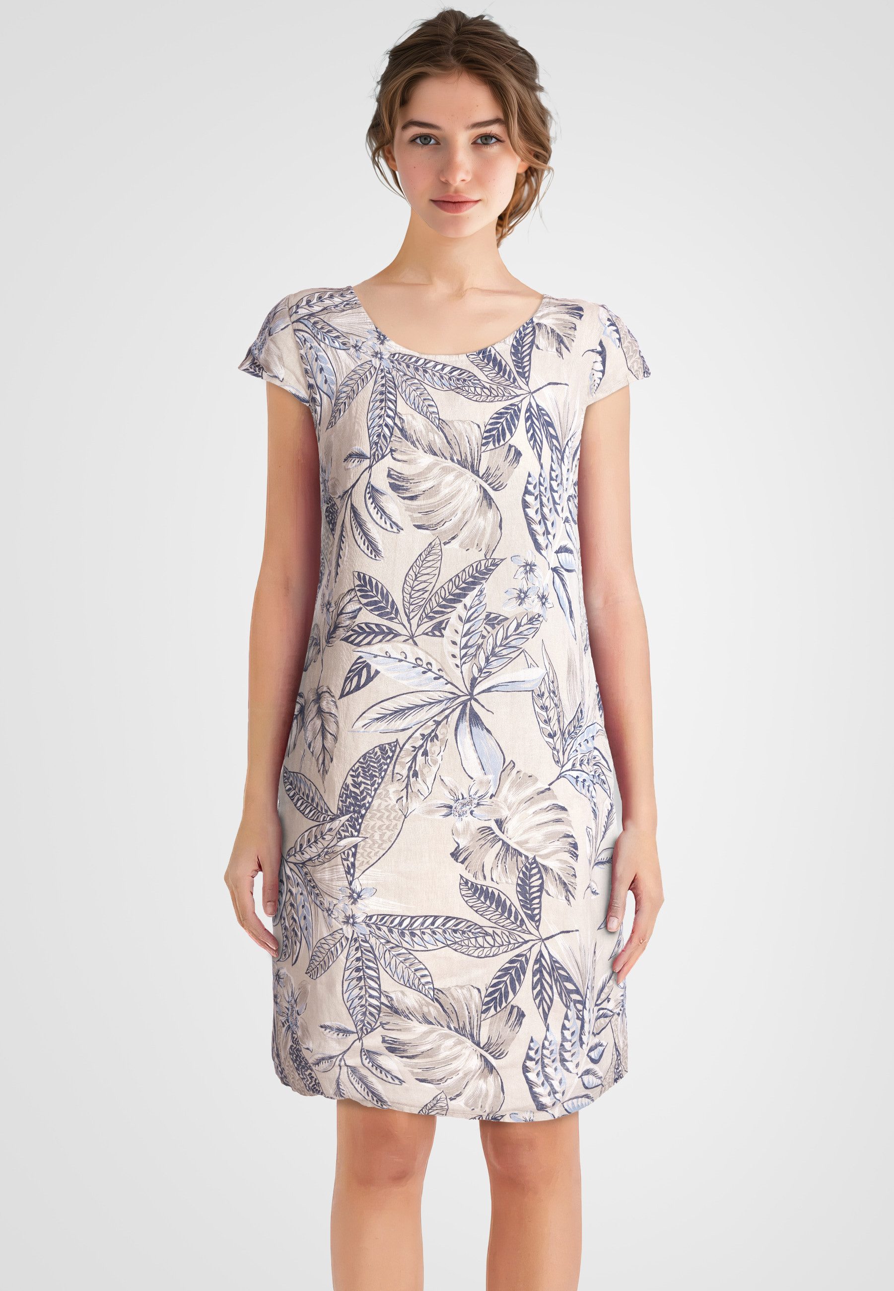 Sommerkleid Leinenkleid knielang kurzarm
