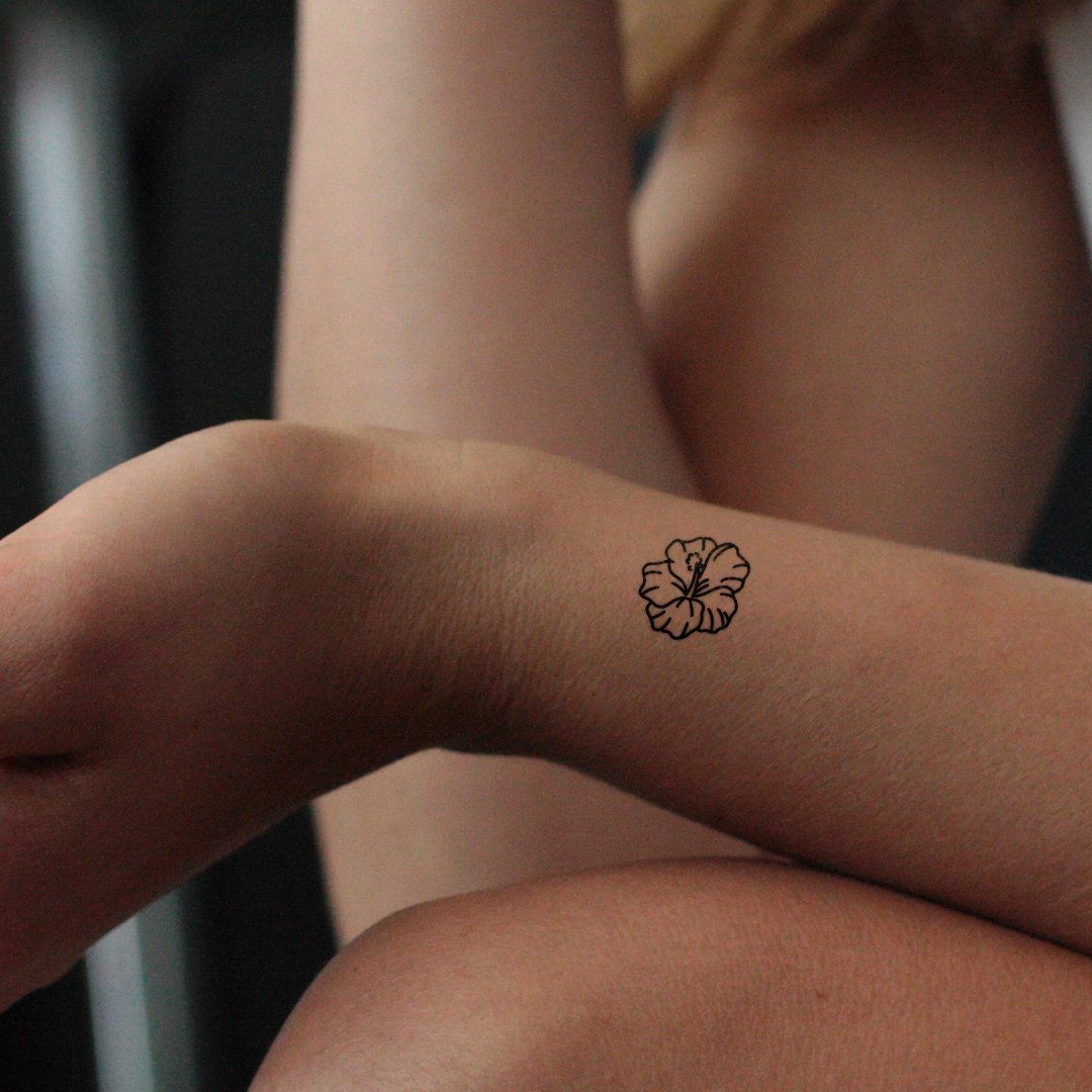 Inkster Schmuck-Tattoo Einfache Hibiskusblüte Tattoo, wasserfestes temporäres Tattoo, 2 Wochen Halt