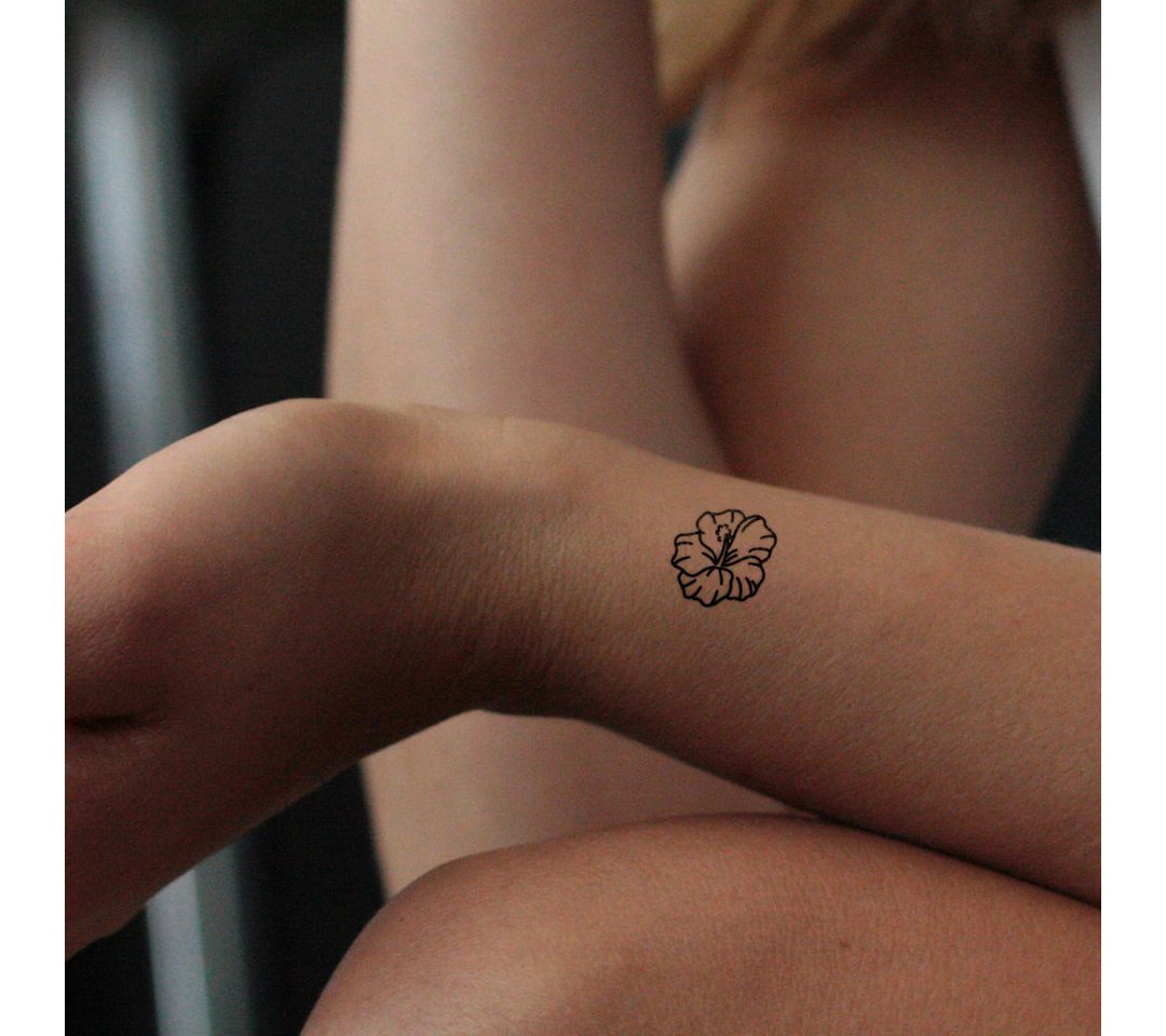 Inkster Schmuck-Tattoo Einfache Hibiskusblüte Tattoo, wasserfestes temporäres Tattoo, 2 Wochen Halt