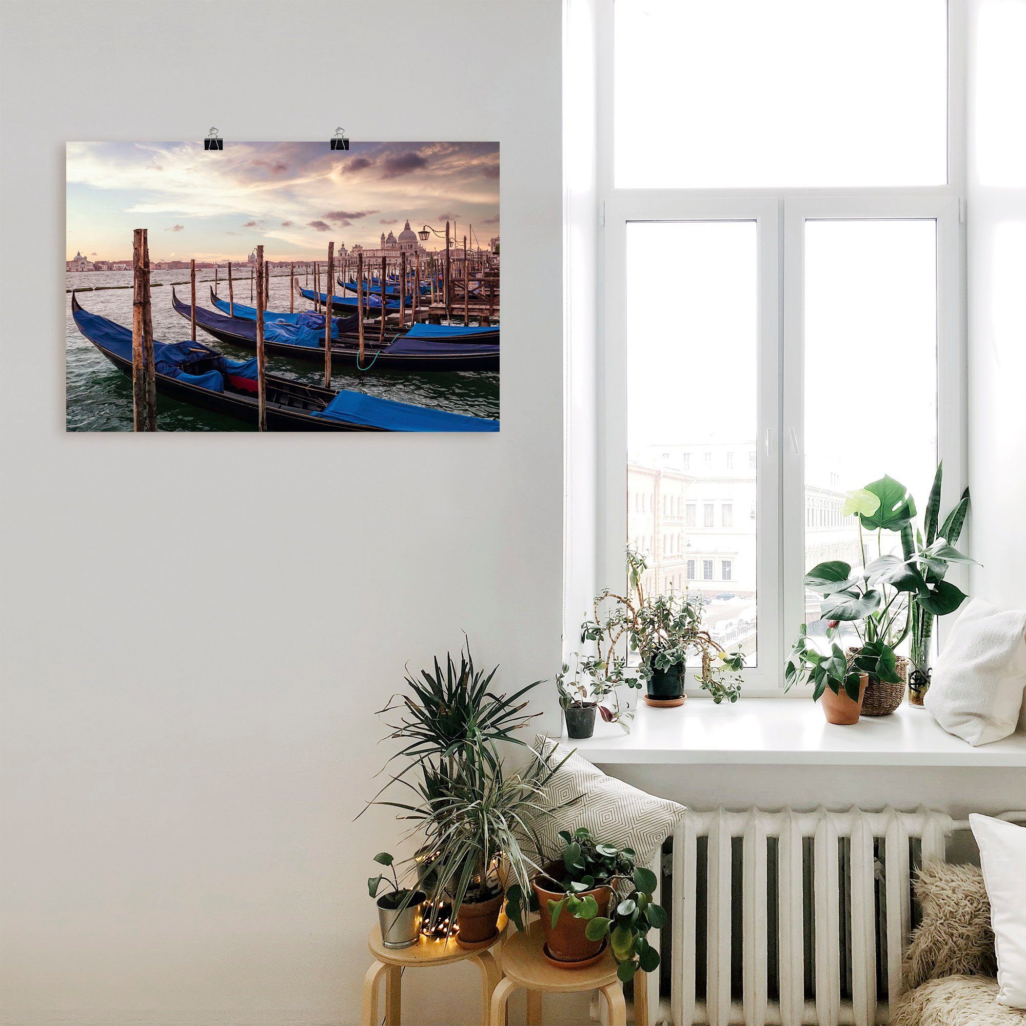 & St), Artland Booten Größen Gondeln, (1 Wandbild versch. oder Alubild, Poster als Venedig von in Schiffen Leinwandbild, Bilder Wandaufkleber