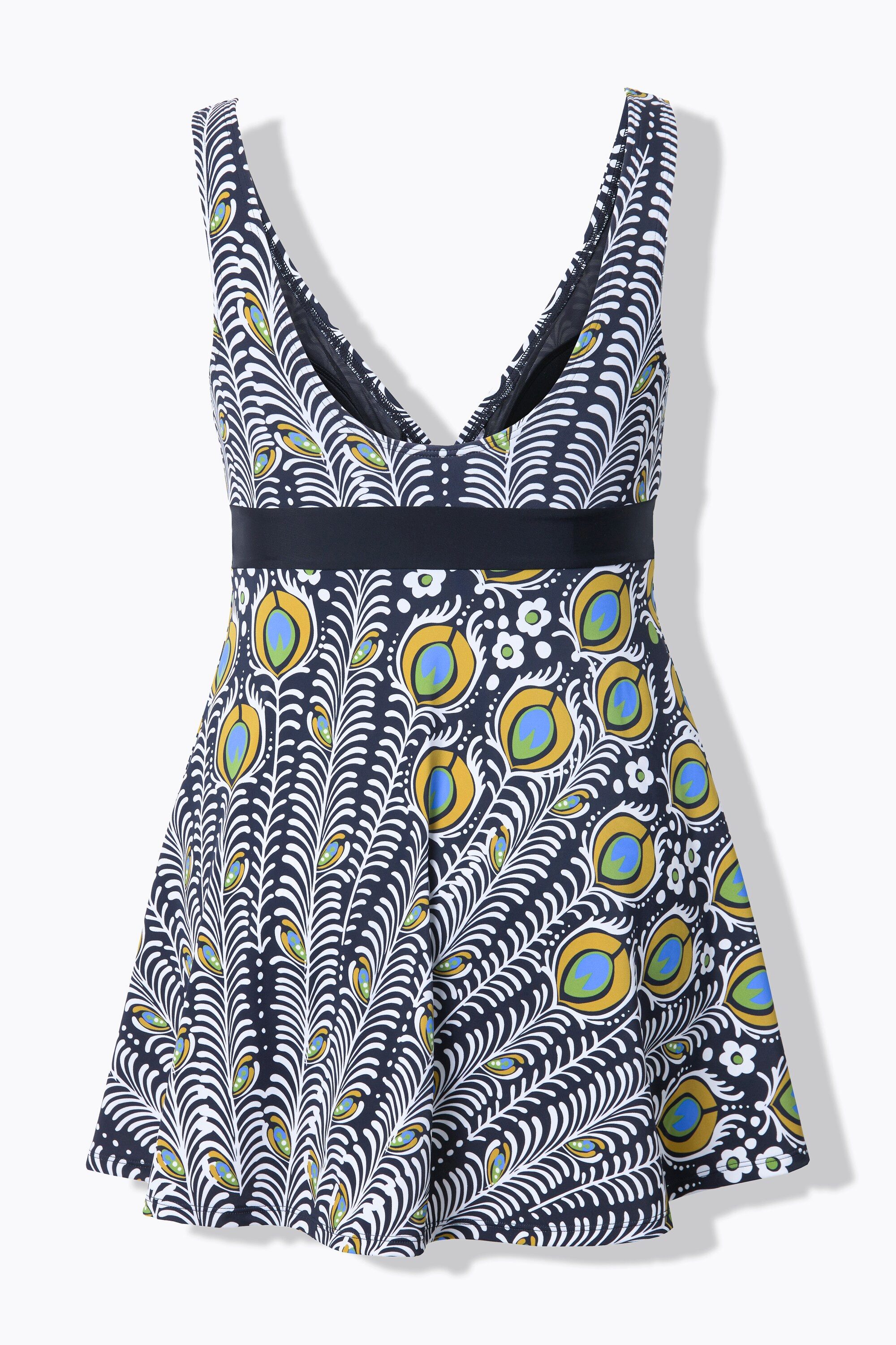 Ulla Popken Badekleid Badekleid Pfau Softcups Powermesh-Futter recycelt