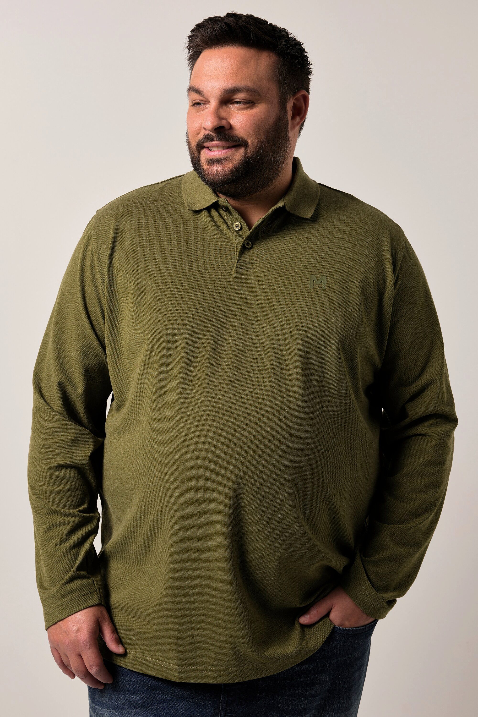 Men Plus Poloshirt Men+ Poloshirt Basic Piqué Langarm bis 8 XL günstig online kaufen