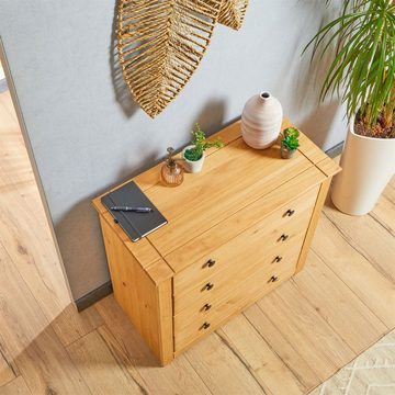 CARO-Möbel Kommode CANCUN, Schubladenschrank mit 4 Schubladen, Breite 80 cm, massive Kiefer