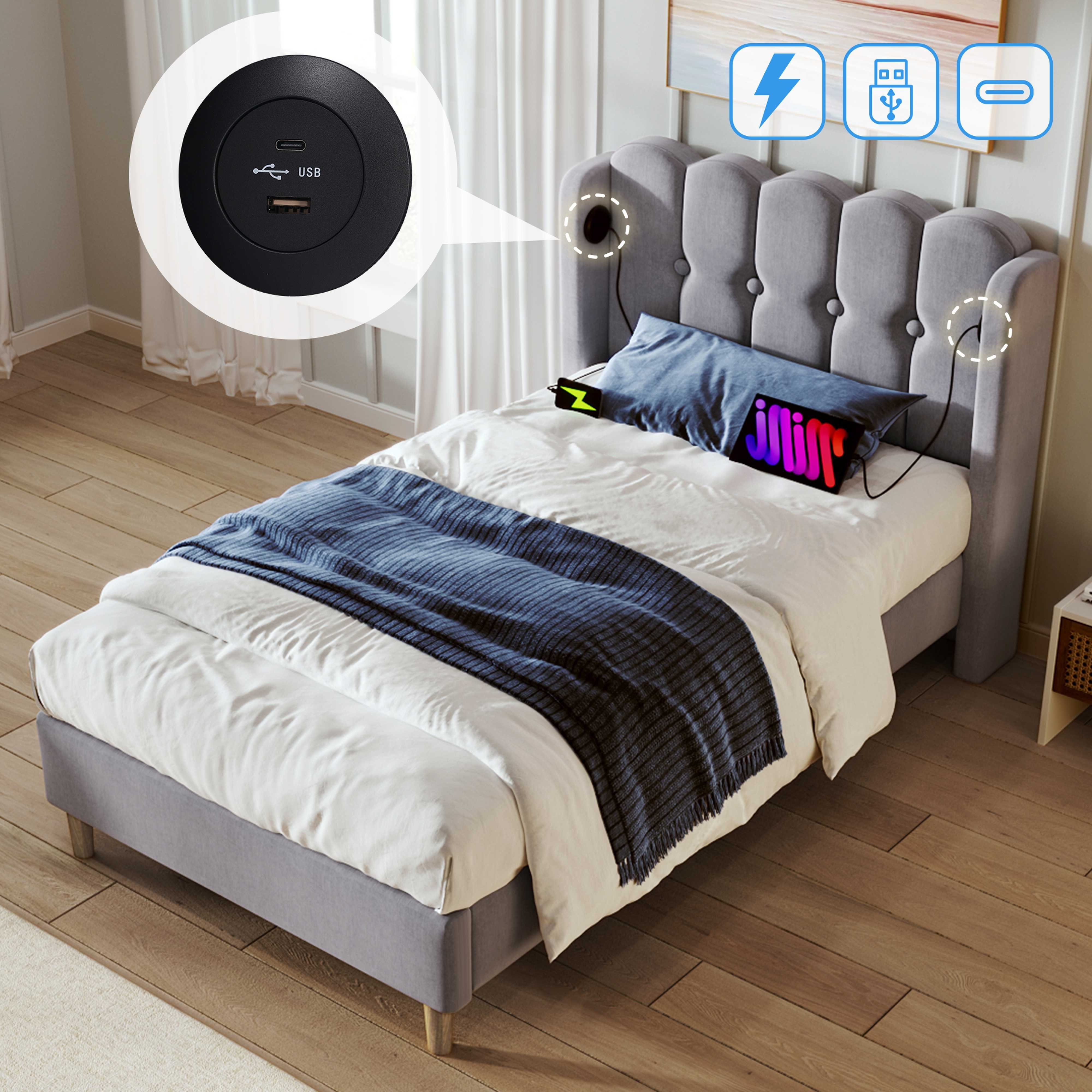 BlingBin Einzelbett Polsterbett Doppelbett (1-tlg), Leinenmaterial günstig online kaufen