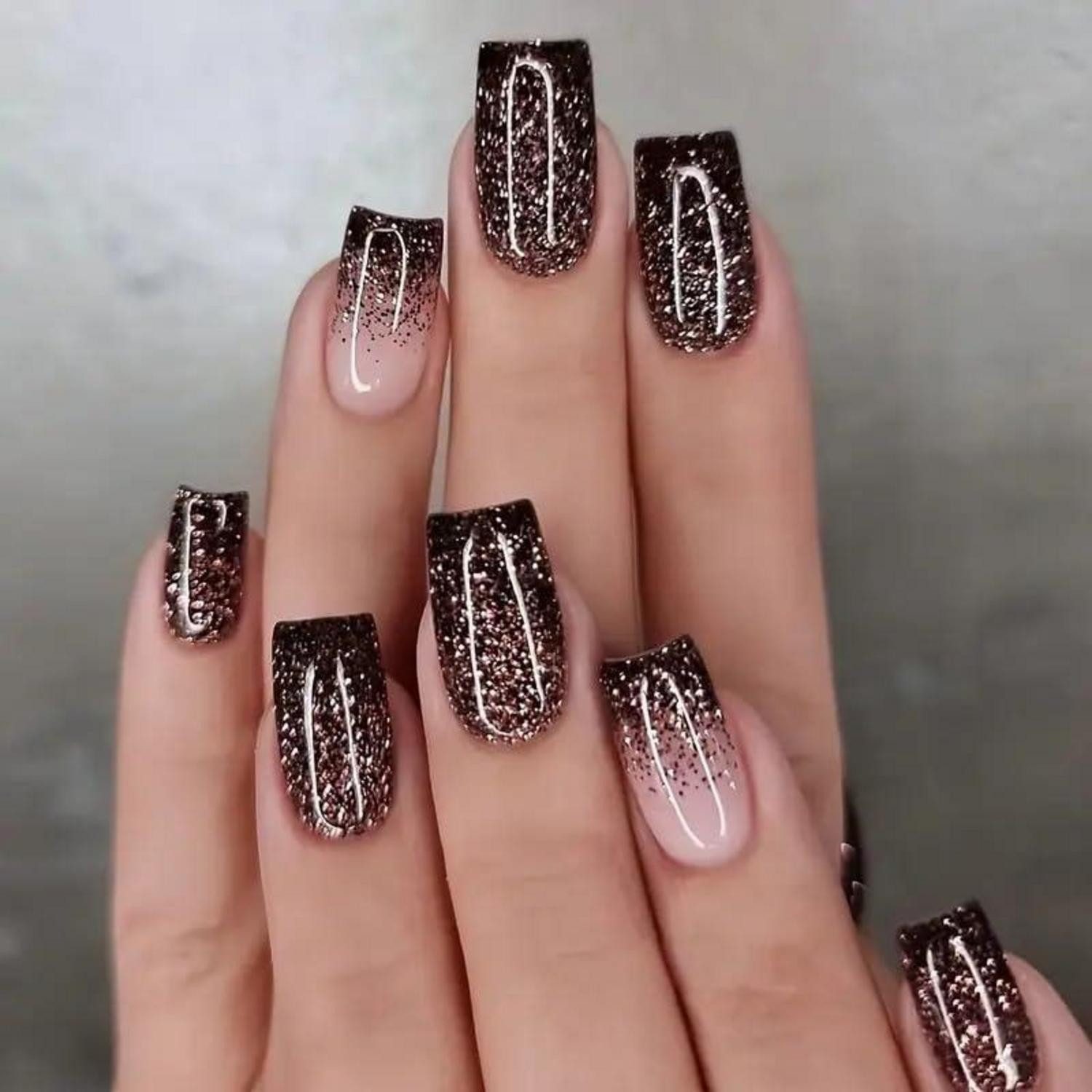 LuxusKollektion Kunstfingernägel Kunstnägel schwarz Glitzer Verlauf