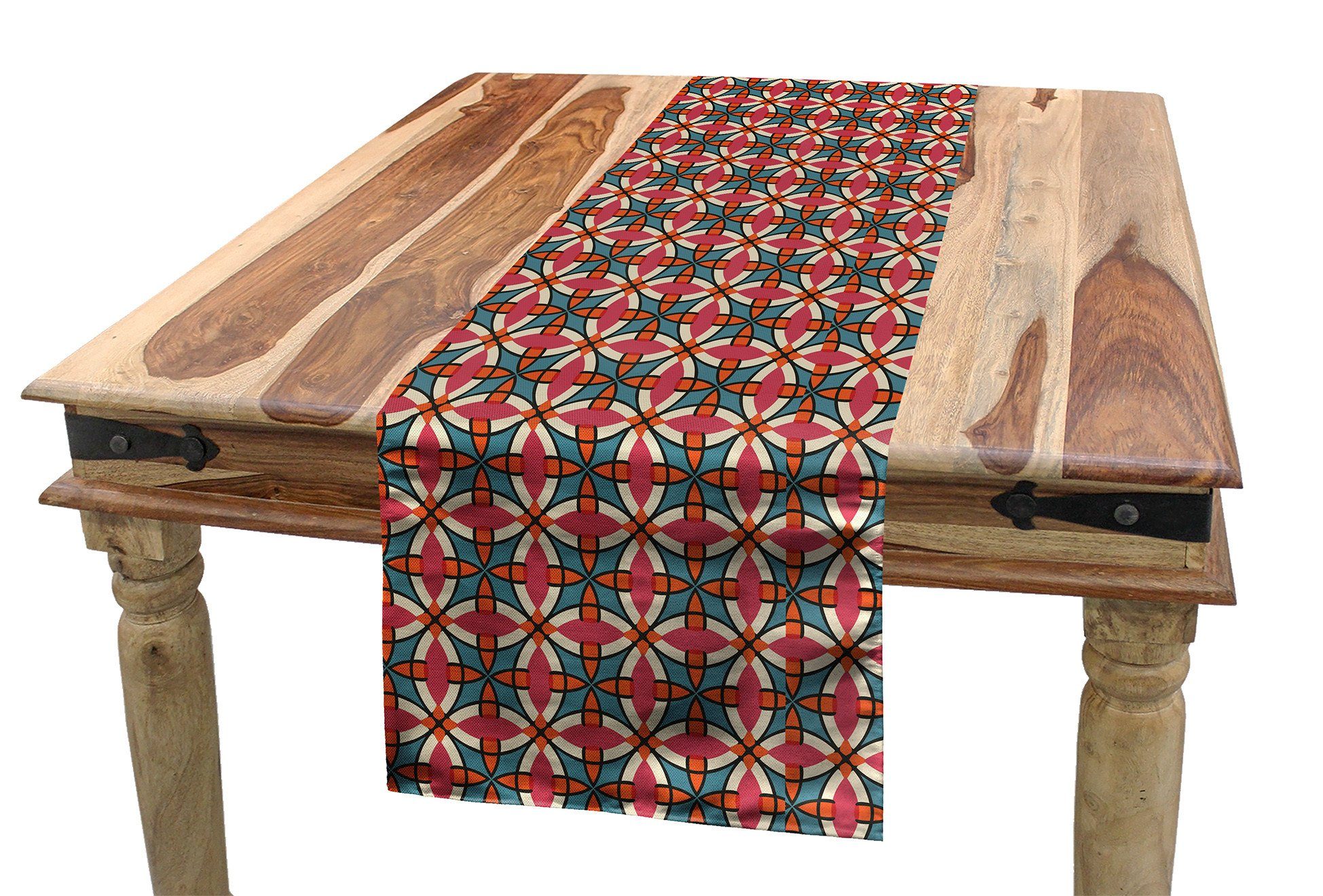Tischläufer, Dekorativer Abakuhaus Mosaik-Fliesen Esszimmer Tischläufer Abstrakte Rechteckiger Elemente Retro Küche