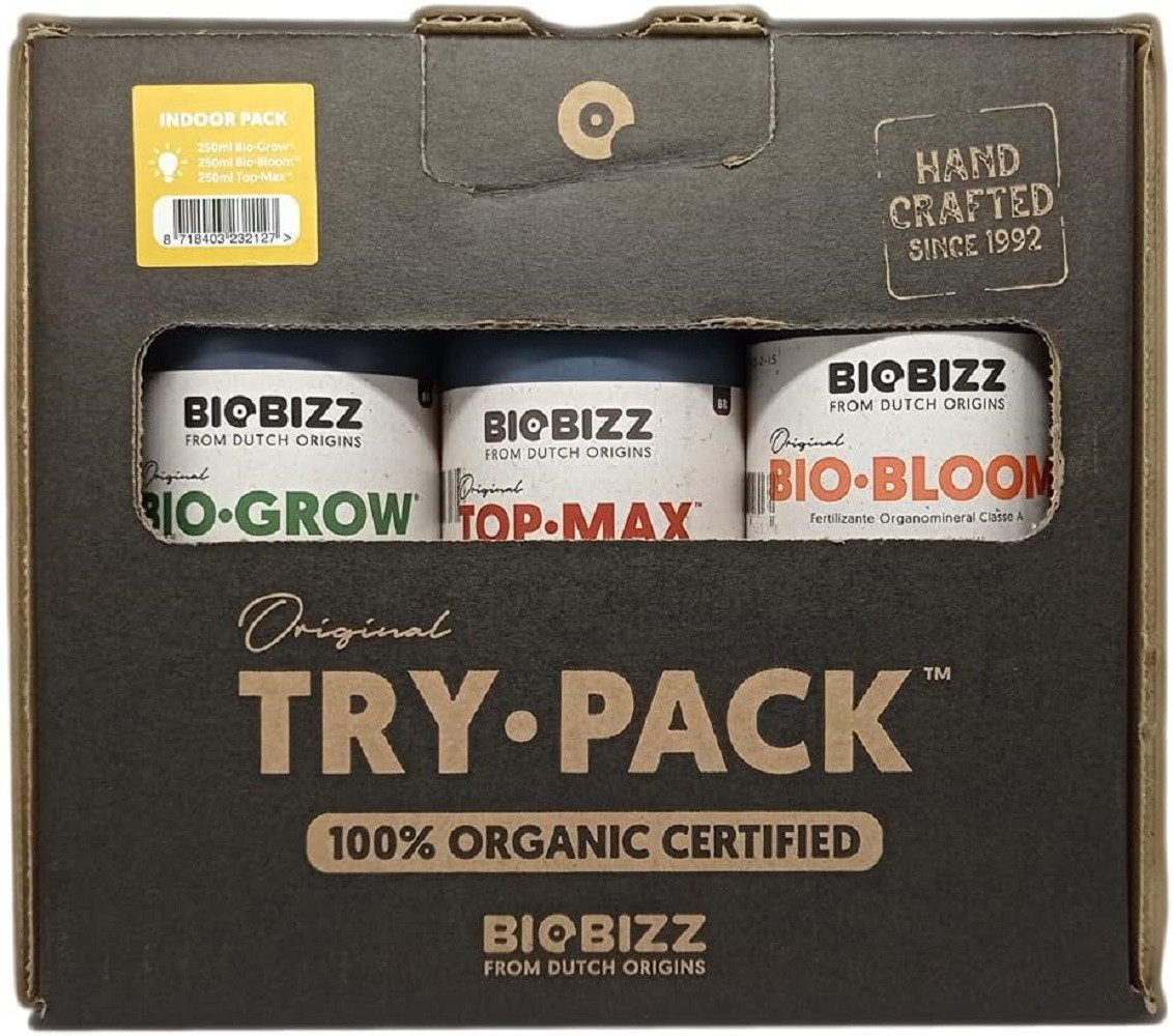 Pflanzendünger Biobizz Try-Pack Indoor Biologischer flüssiger Dünger, 3x250ml