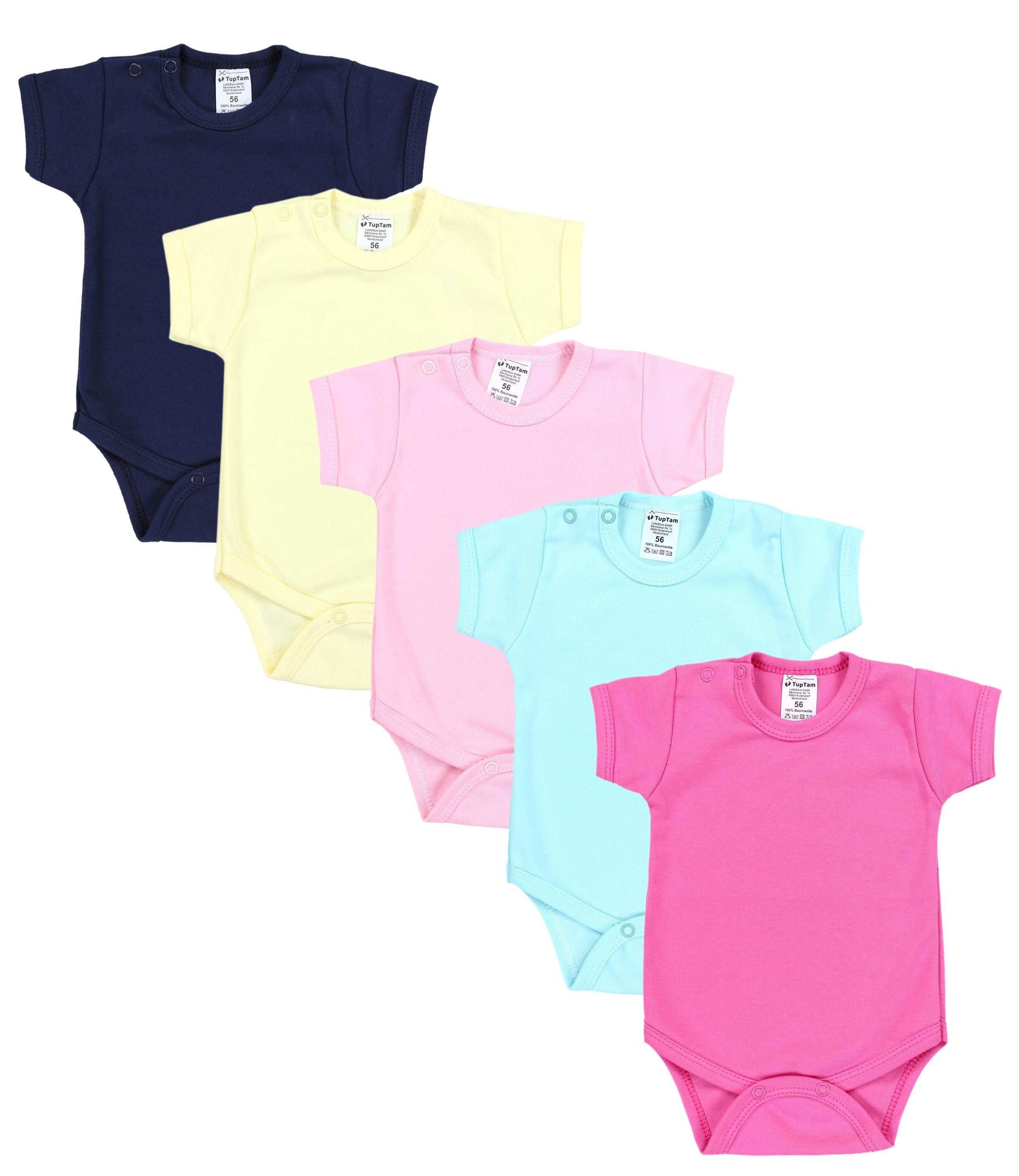 TupTam Kurzarmbody TupTam Mädchen Baby Body Kurzarm in Unifarben - 5er Pack