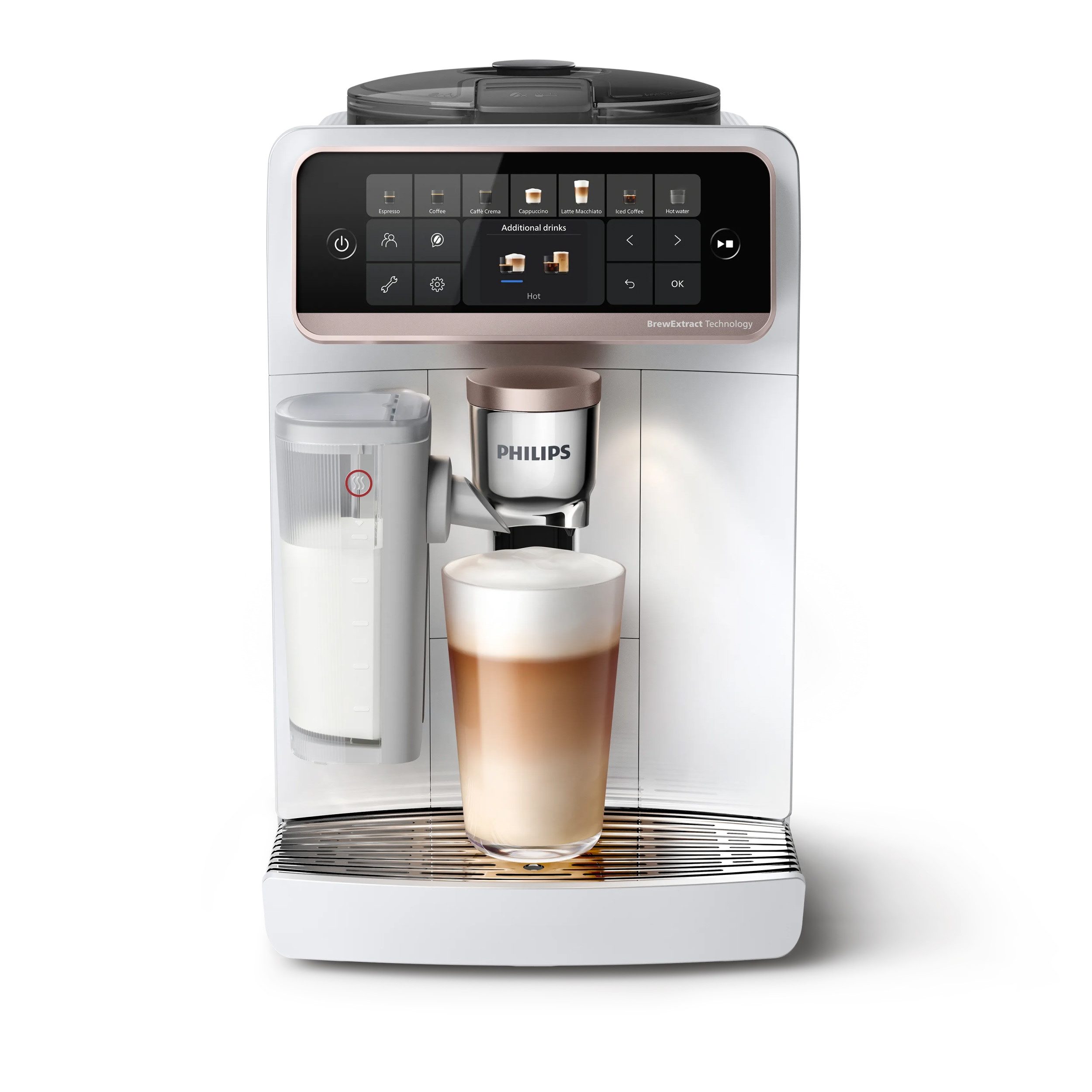 Philips Kaffeevollautomat EP6551/61 6000 Series Café Aromis, 25 Getränke (heiß oder eisgekühlt), LatteGo Pro Hot-Milchsystem, BrewExtract Technologie, Quick Start