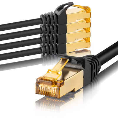 SEBSON »LAN Kabel 3m CAT 7 rund - 5er Set Netzwerkkabel 10 Gbit/s, RJ45 Stecker - S-FTP abgeschirmt« Netzkabel, (300 cm)