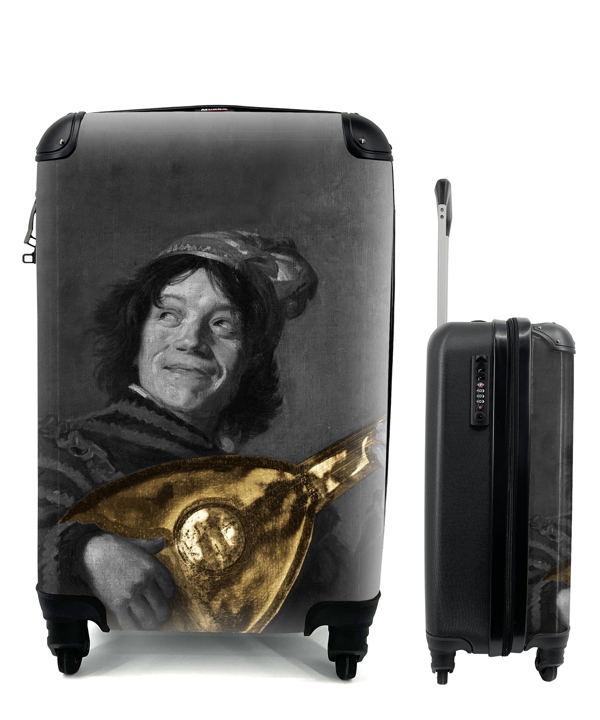 4 rollen, Reisekoffer Frans mit Rollen, Hals Reisetasche Lautenspieler für Handgepäck Ferien, Gold, Handgepäckkoffer - Der Trolley, - MuchoWow