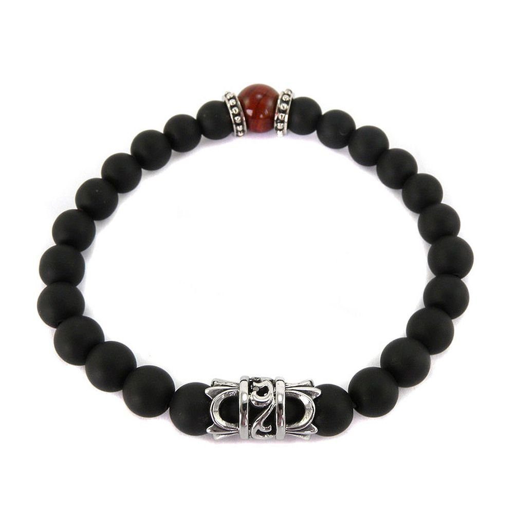 Kingka Armband "URBAN ROCKS" Stein Armband Achat und rotem Tigerauge mit sibernem Center Piece, mit Achat und Tigerauge