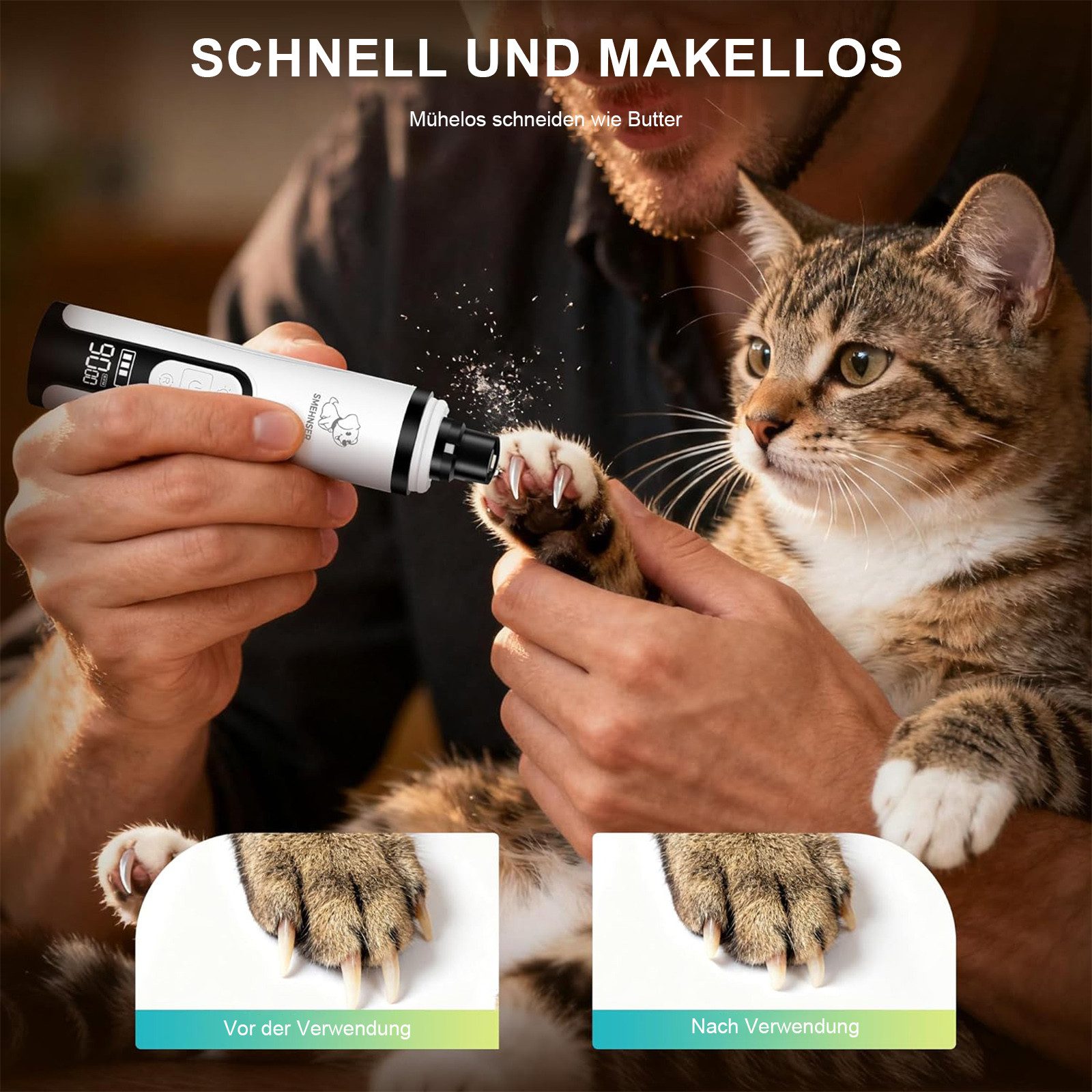 REDOM Krallenschleifer Haustier-Nagelschleifer Krallentrimmer mit LED-Leuch günstig online kaufen