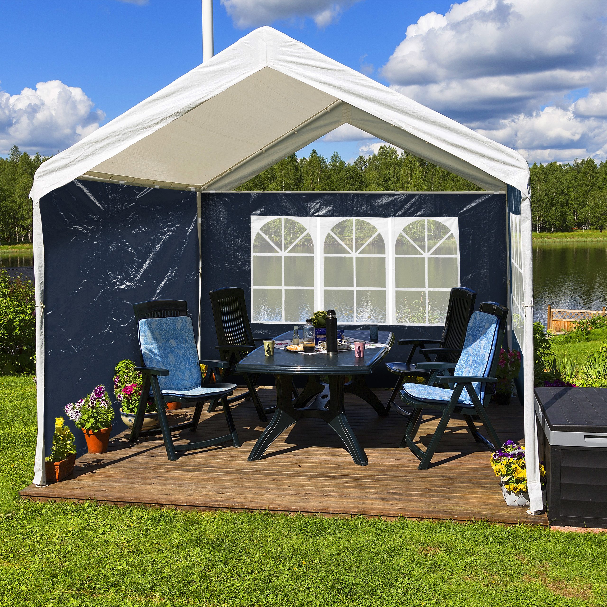 relaxdays Pavillon Blaue Pavillon Seitenwand 4er günstig online kaufen
