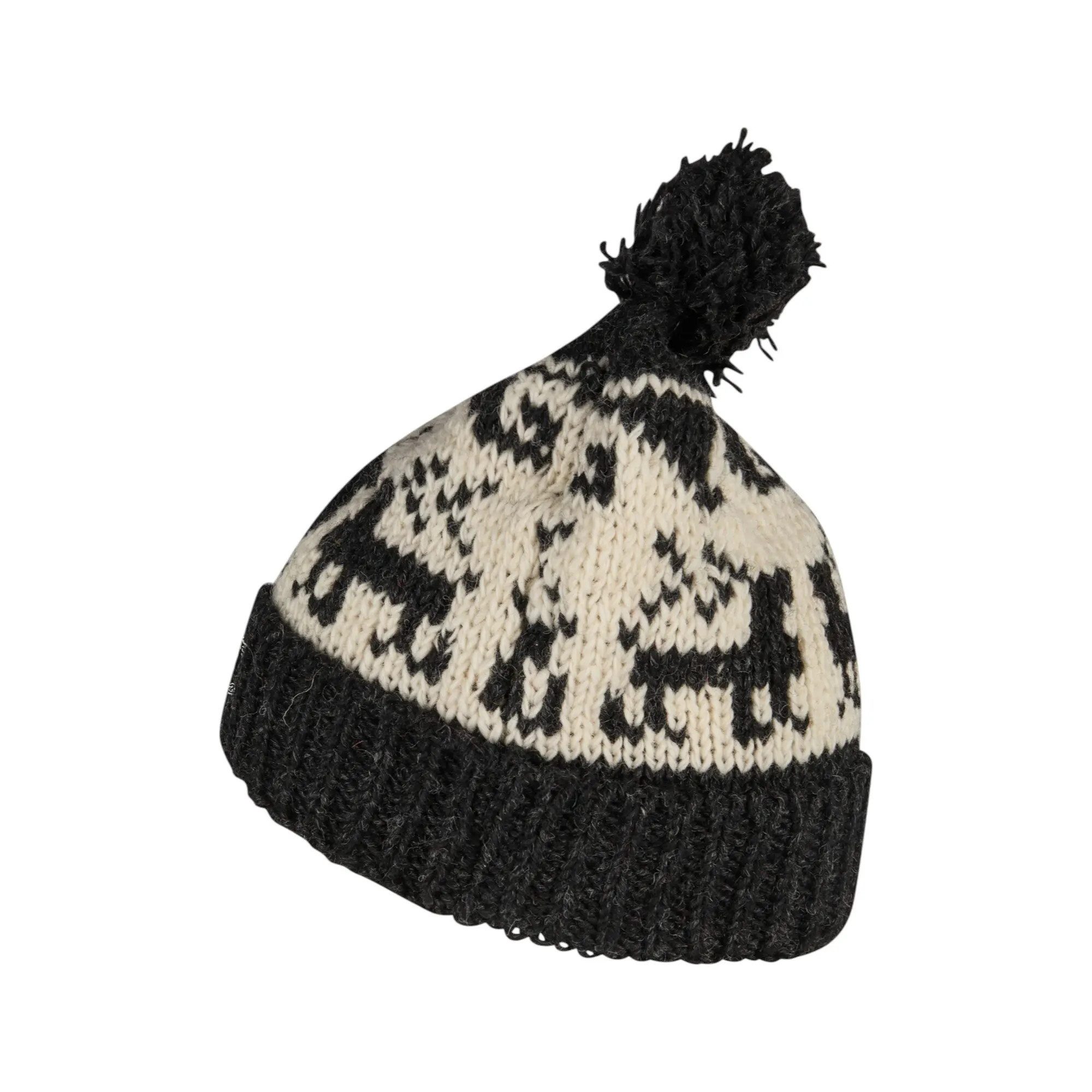 THC Natural Line Bommelmütze THC Schafwoll Pudelmütze 606 Rentier schwarz (1 Stück, 1-St., 1 Stück) Innenfutter: Fleece