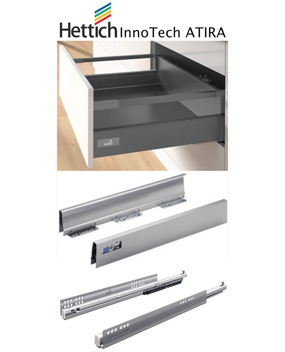 Feldmann-Wohnen Küchenzeile Treviso, (Schubladen mit Vollauszug und Selbsteinzug (HETTICH InnoTech Atira), 335cm HETTICH Volllauszug lava Front Pembroke - schwarz matt