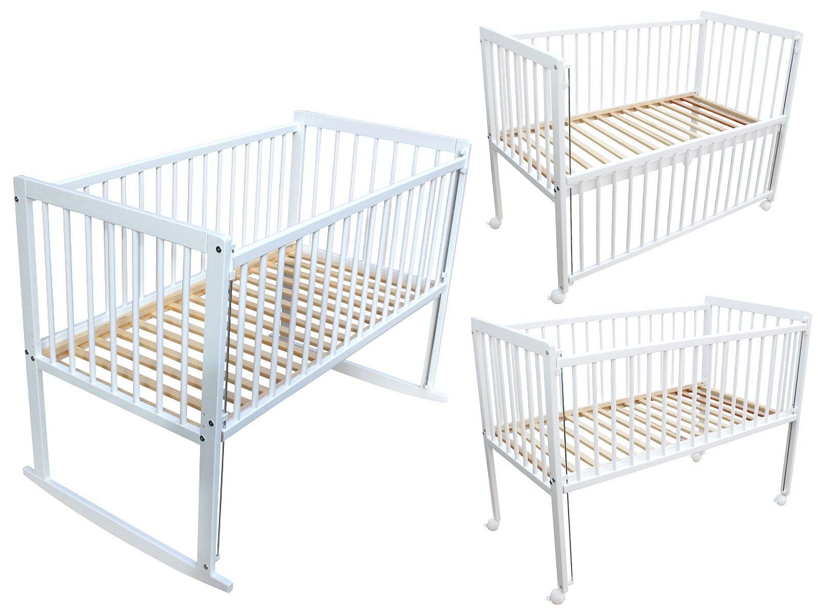 Beistellbett Kinderbett / Beistellbett / Wiege 3in1 120x60cm weiß