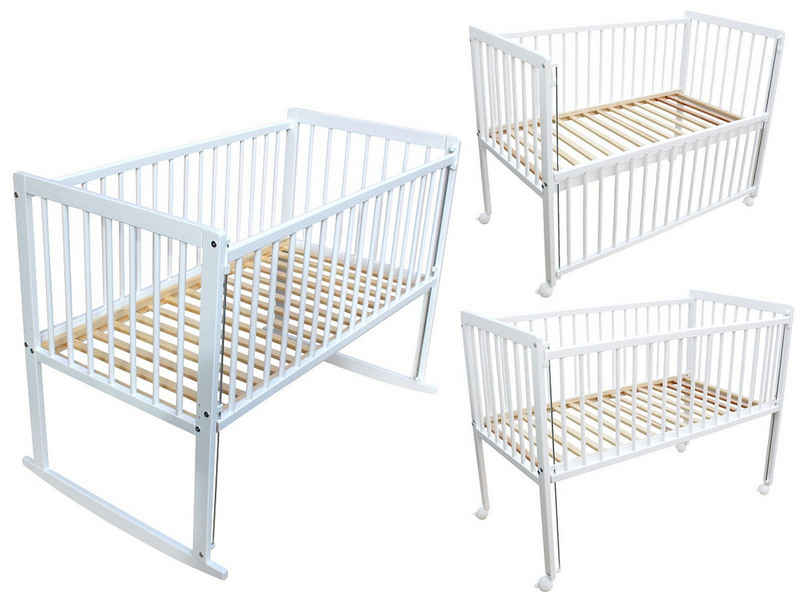 Micoland Beistellbett Kinderbett / Beistellbett / Wiege 3in1 120x60cm weiß