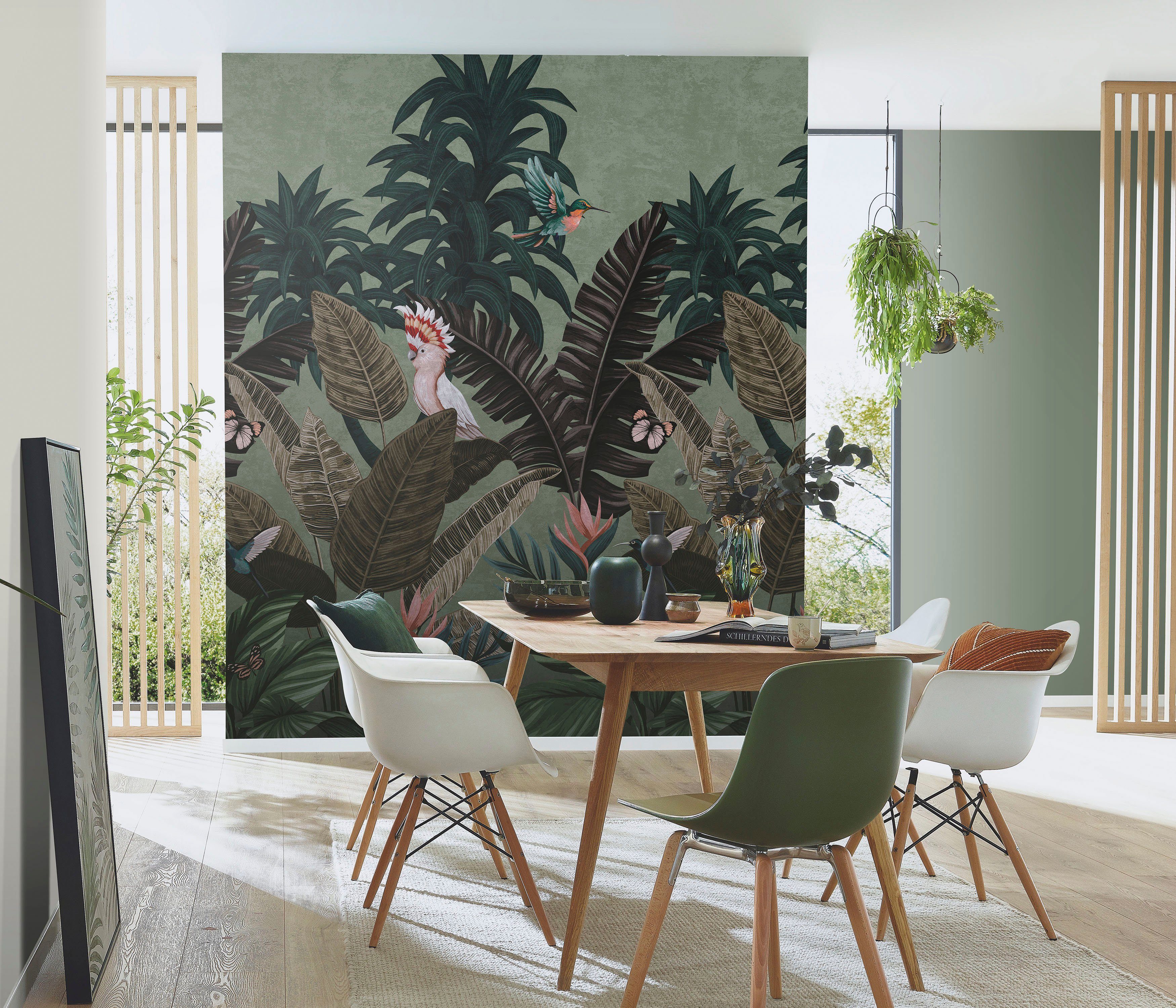 Fashion for walls Fototapete Tropical Twilight, glatt, floral, Phthalate frei, GUIDO MARIA KRETSCHMER grün