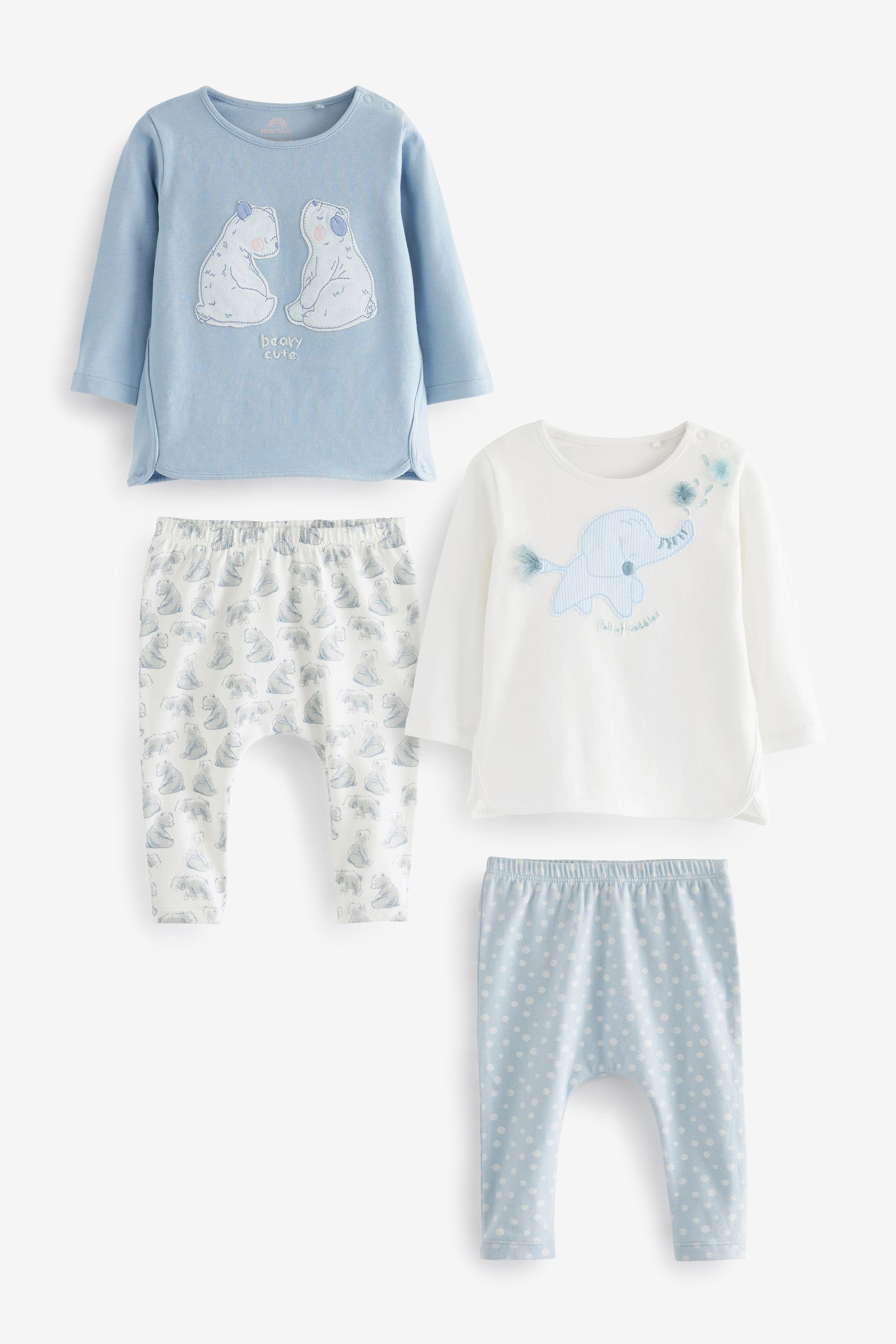 Next Shirt & Leggings Jersey-Langarmoberteil mit Motiv und Leggings (2-tlg) Blue/White