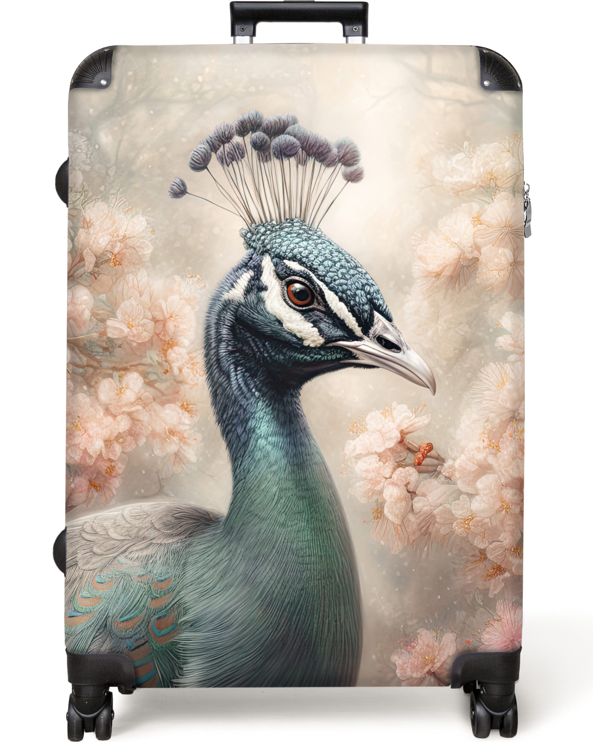 NoBoringSuitcases.com© Hartschalen-Trolley Pfau - Vögel - günstig online kaufen