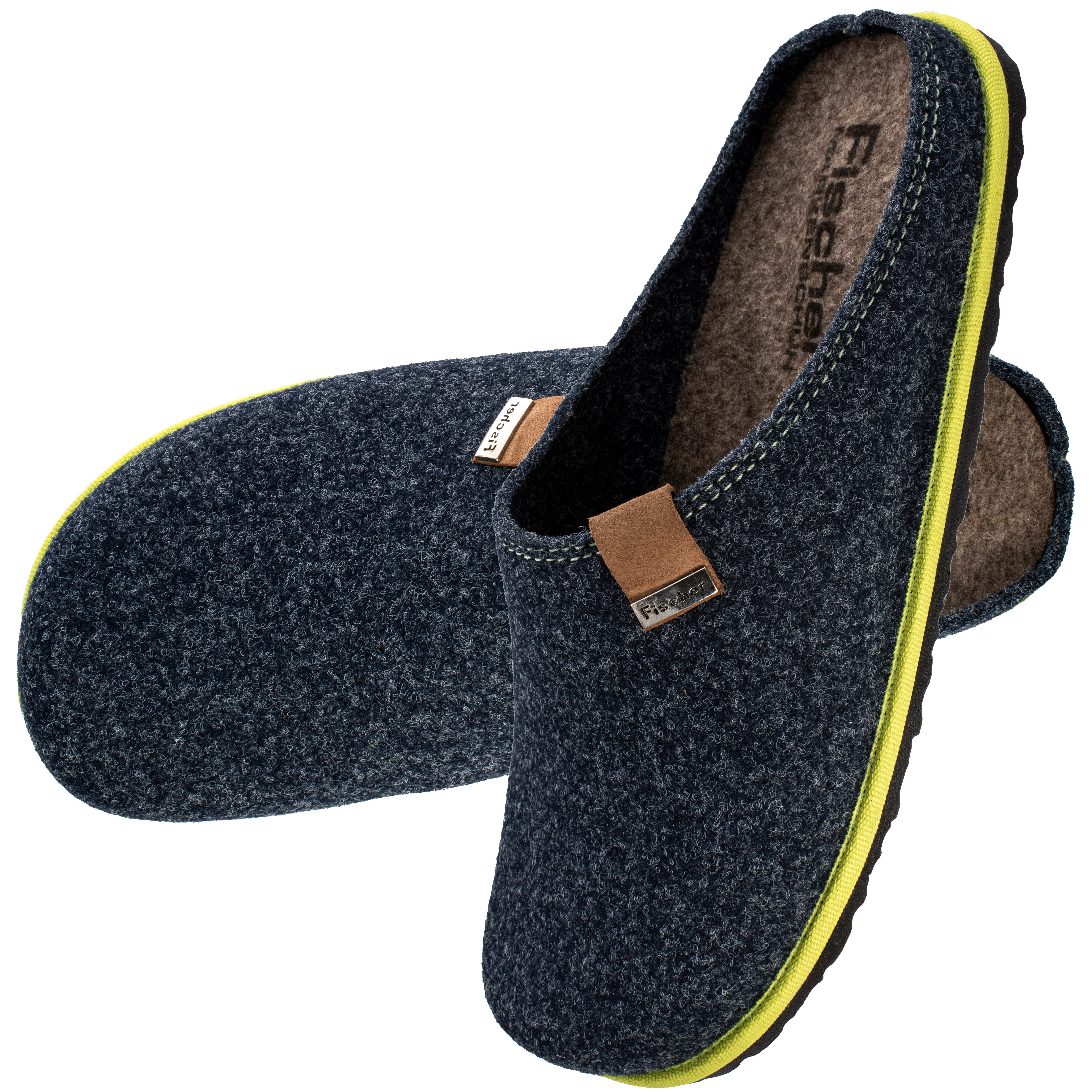 Fischer-Markenschuh Helge Pantoffel aus recyceltem PET Filz, Einlegesohle aus Filz herausnehmbar