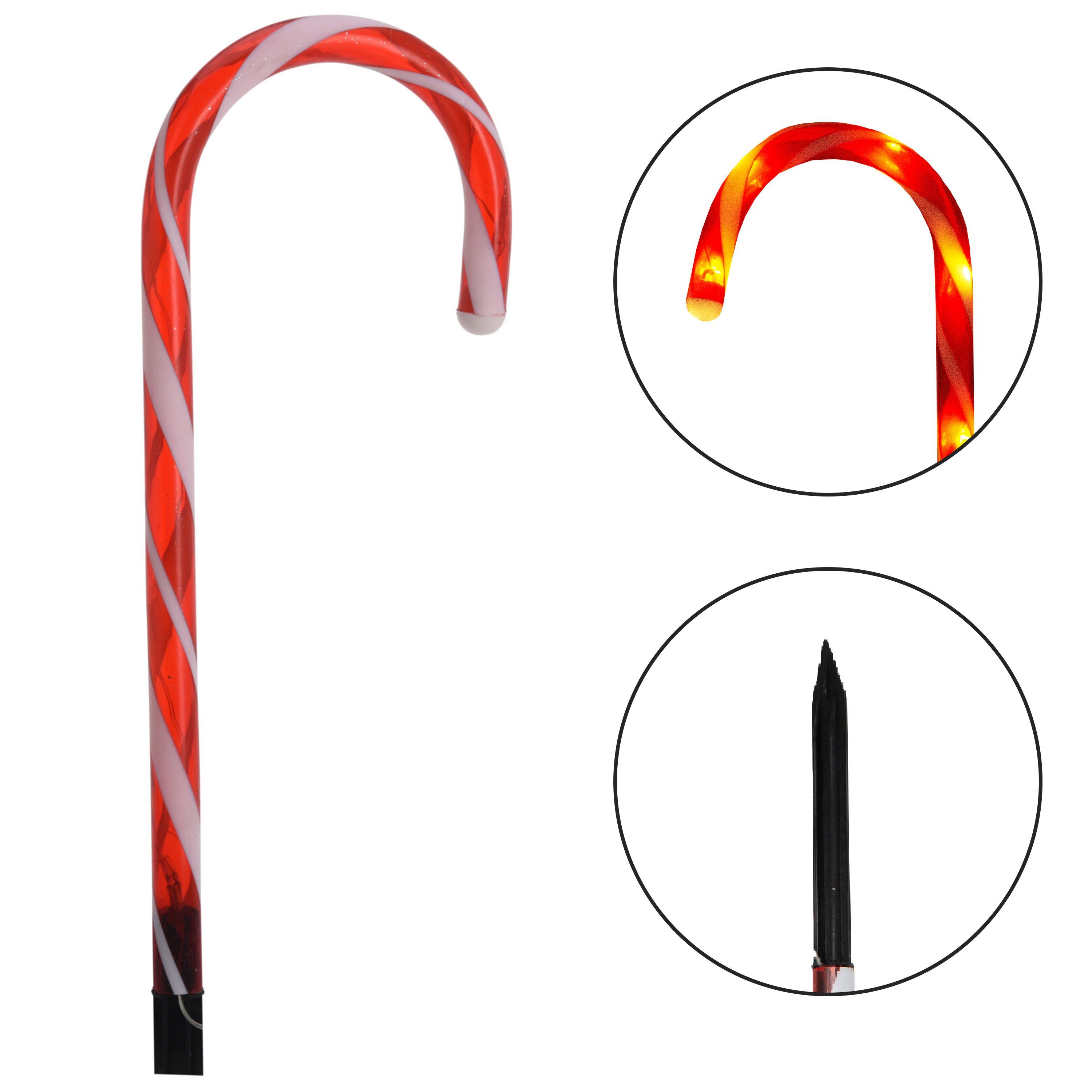 ToCi LED-Lichterkette Gartenstecker LED Zuckerstangen Weihnachts Deko Timer Batterie Außen