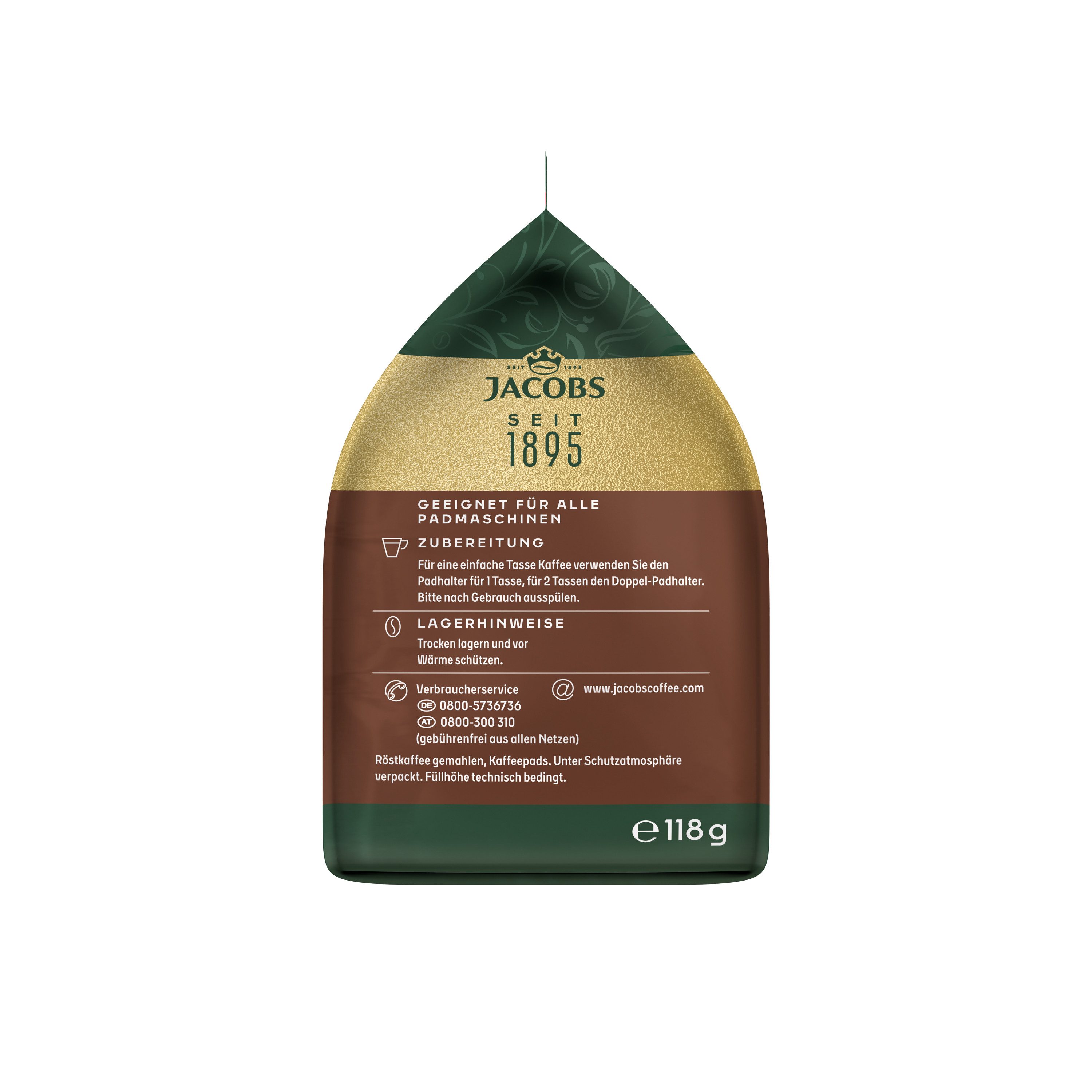 JACOBS Kaffee Pads Crema kräftig Senseo kompatibel 10 x 18 = 180 Getränke, (Packung, 10er Pack) – Bild 4 von 4