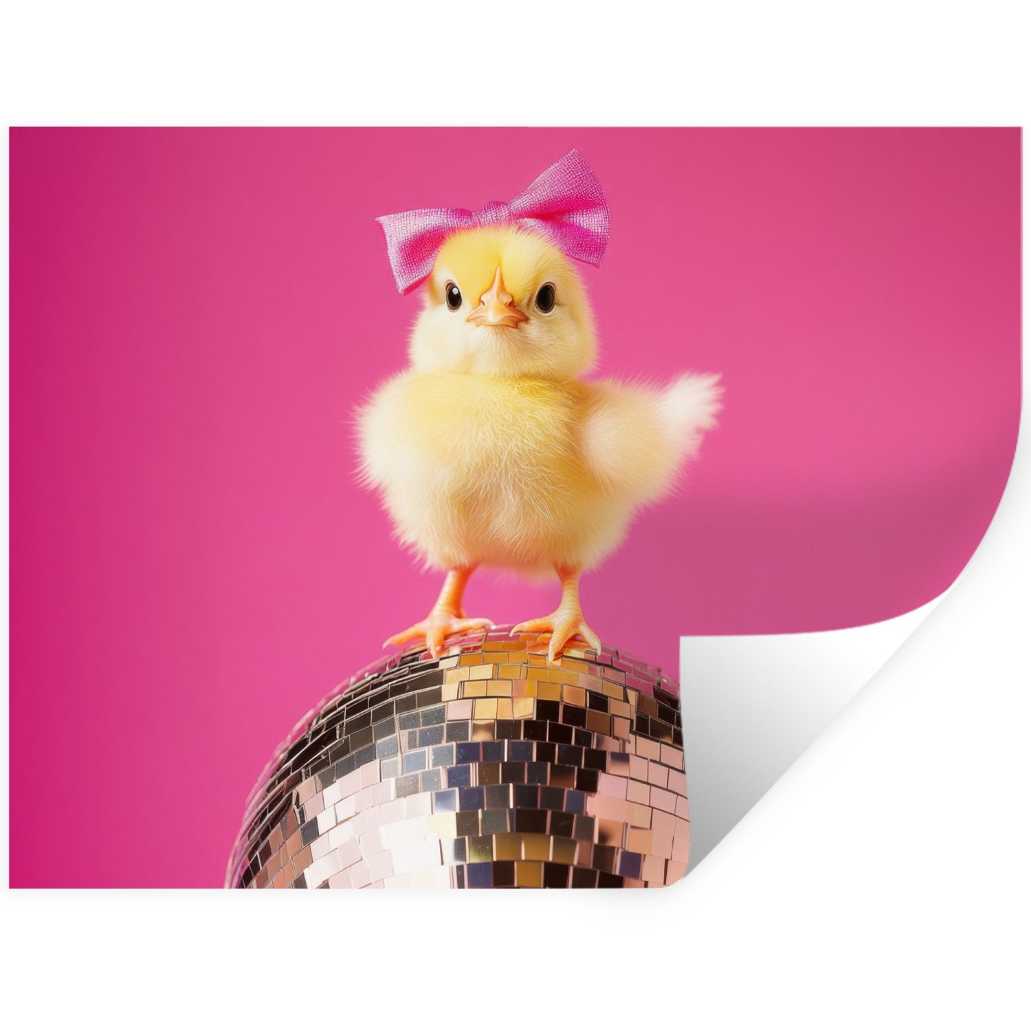 MuchoWow Wandsticker Discoball - Küken - Schleife (1 St), Wanddeko, Aufkleber, Wandtattoo, 120x90 cm