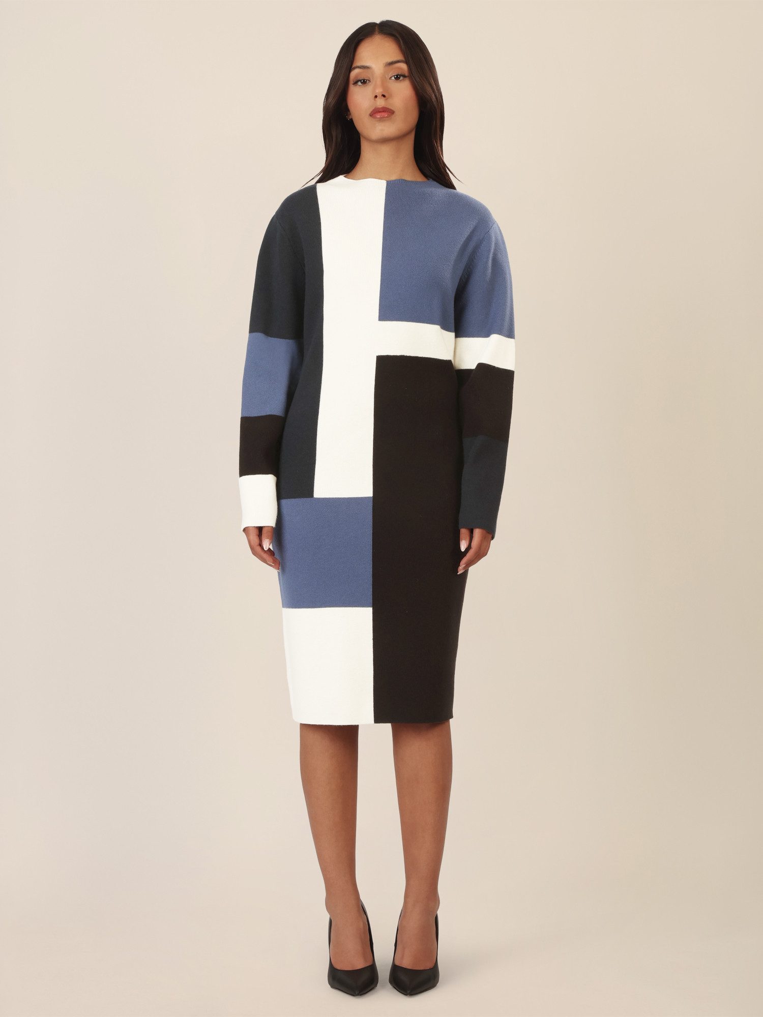 Apart Strickkleid mit grafischem Blockmuster