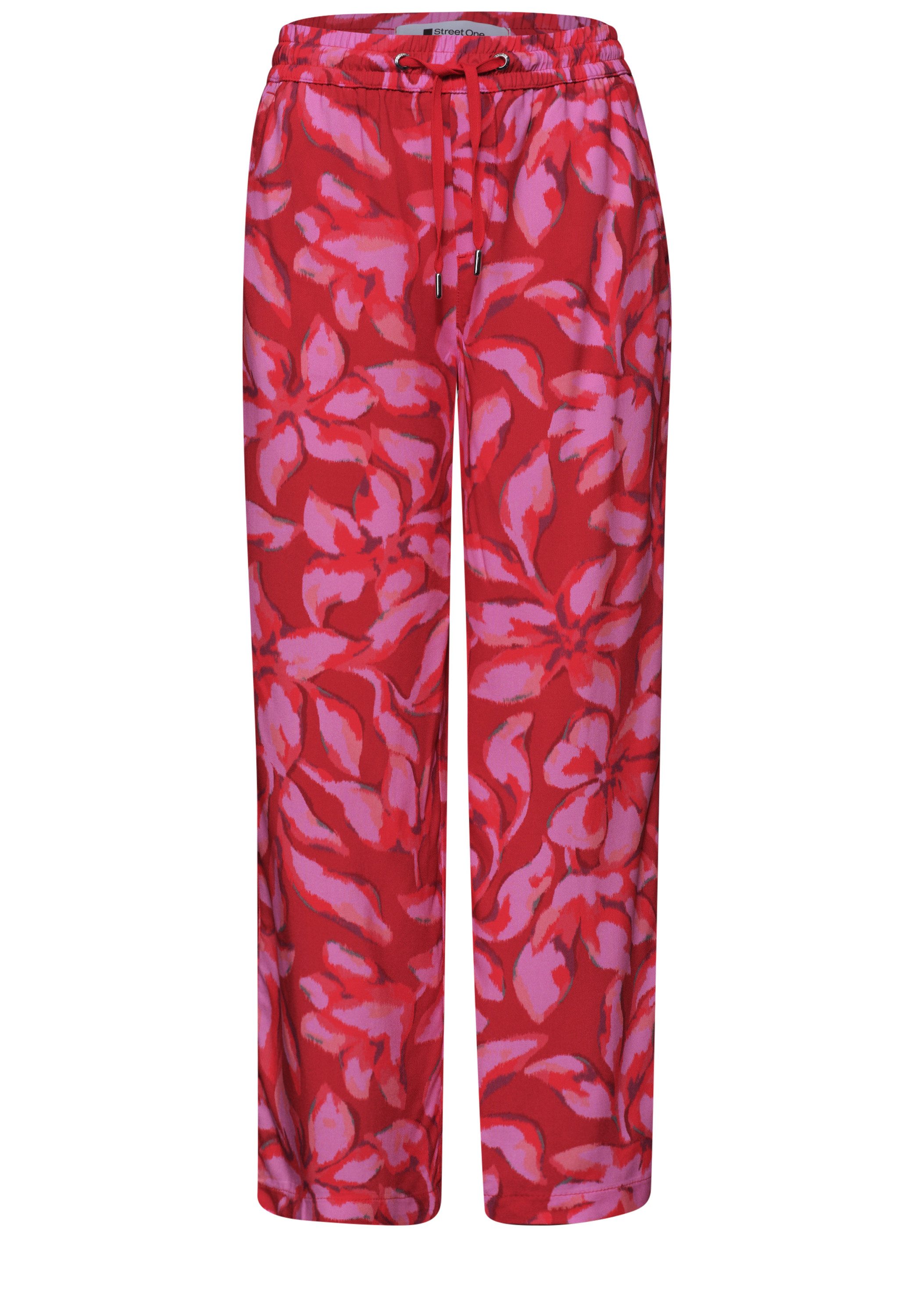 STREET ONE Schlupfhose 7/8 Wide Leg Hose im Loose Fit mit Print
