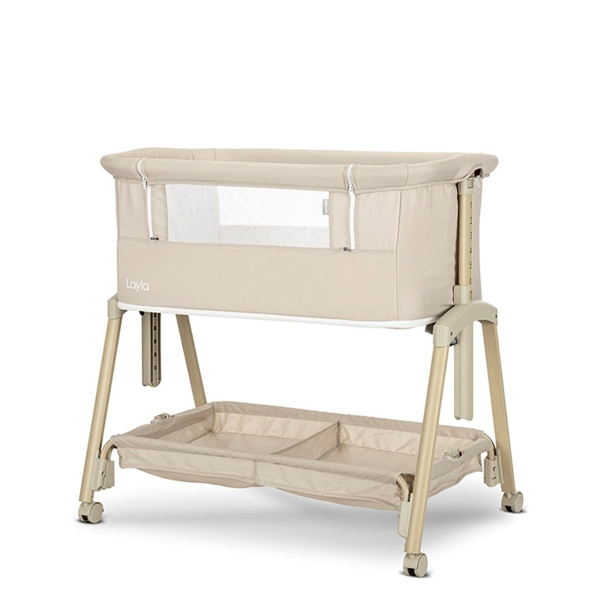 Lorelli Komplettbett Beistellbett Layla 2 in 1, Moskitonetz, Matratze, faltbar, Räder, Korb