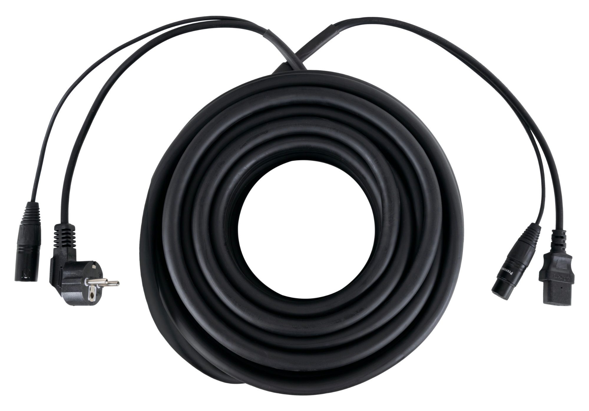Pronomic EUIECD-20 Hybridkabel Kaltgeräte/DMX 20 m Lampen-Verbindungskabel, (2000 cm), Hybridkabel für Kaltgeräte und DMX, Länge 10 m