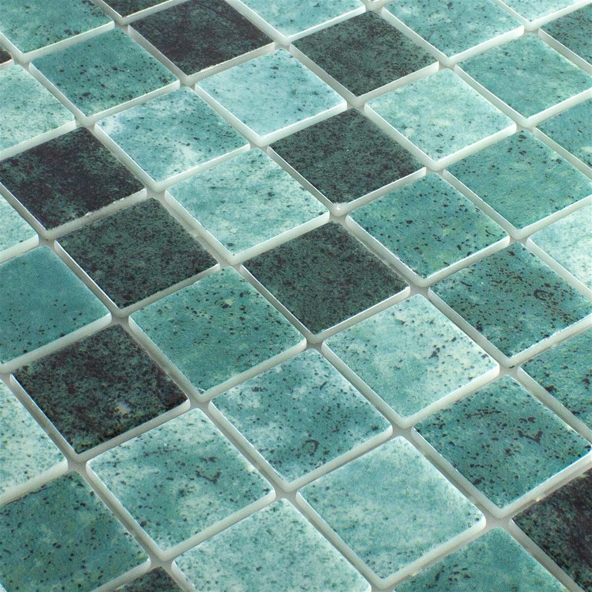 Mosafil Mosaikfliesen Glas Schwimmbad Pool Mosaik Fliesen Baltic 38x38 mm, Glas 31.600x31.600, grün, Punktverklebt - Frostsicher - Wasserdicht - Wasserfest - Rutschfest