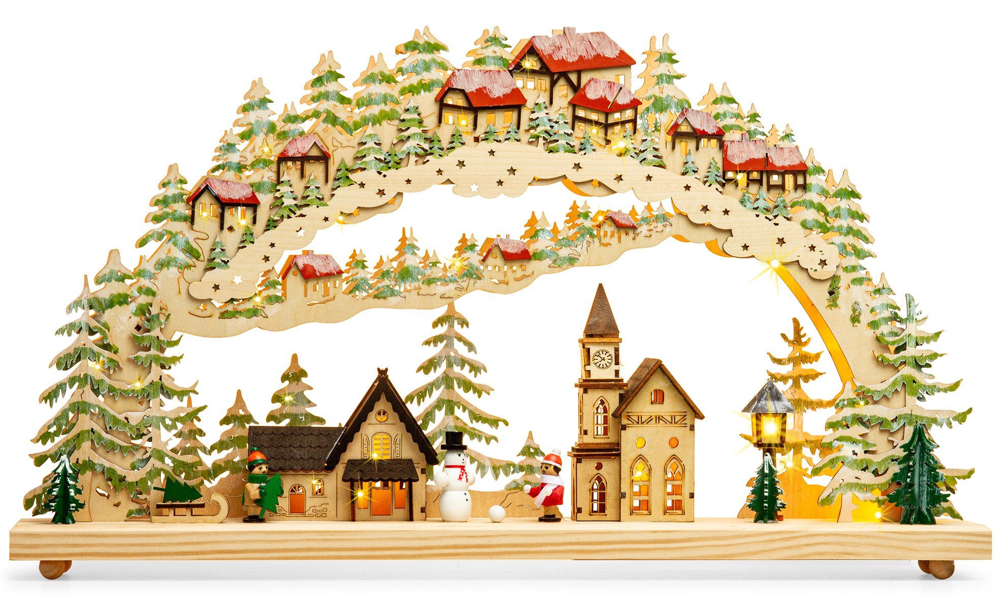 SIKORA Schwibbogen SIKORA LB82 großer Holz LED Schwibbogen WINTERDORF inklusive Trafo