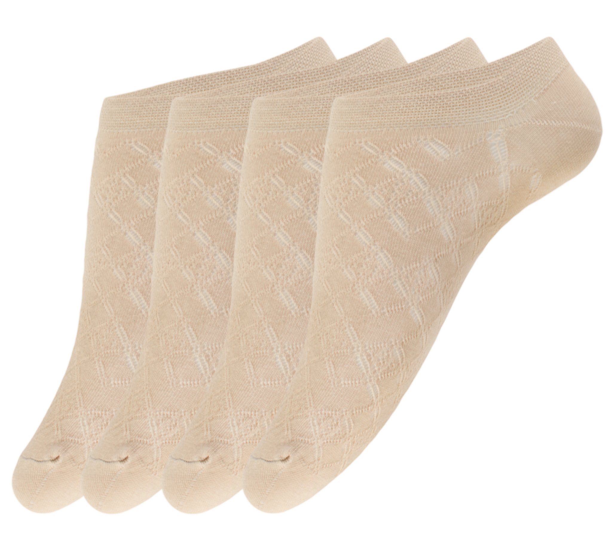 Sneakersocken 4 Paar rutschfeste Sneaker Socken für Damen Footies Füßlinge