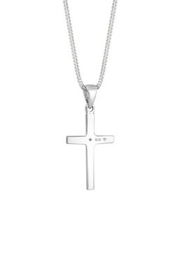 Elli DIAMONDS Kette mit Anhänger Kreuz Glaube Diamant (0.005 ct) Basic 925 Silber, Kreuz