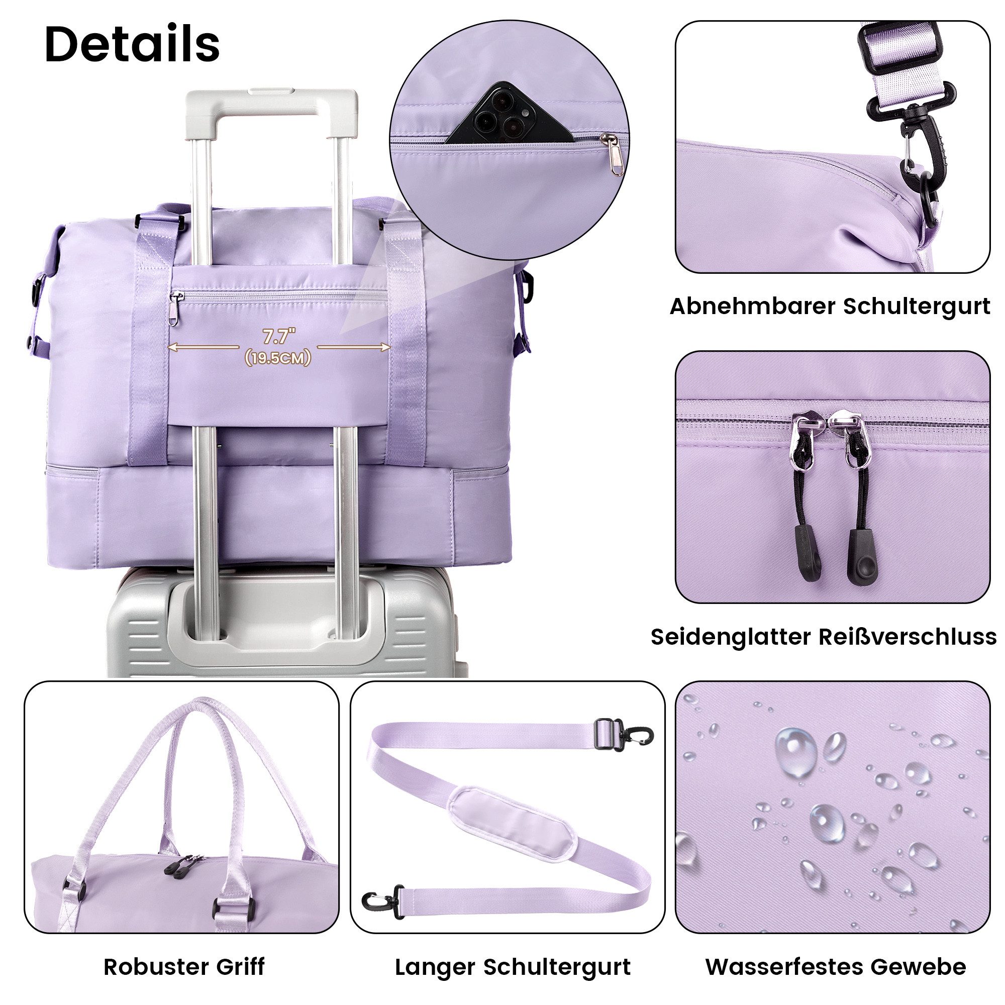 TANTOMI Reisetasche Erweiterbares Reisetasche mit Schuhfach & Kulturbeutel (46x23x32 Handgepäck), Nassfach, Wasserdicht Travel Bag Fitnesstasche Trainingstasche