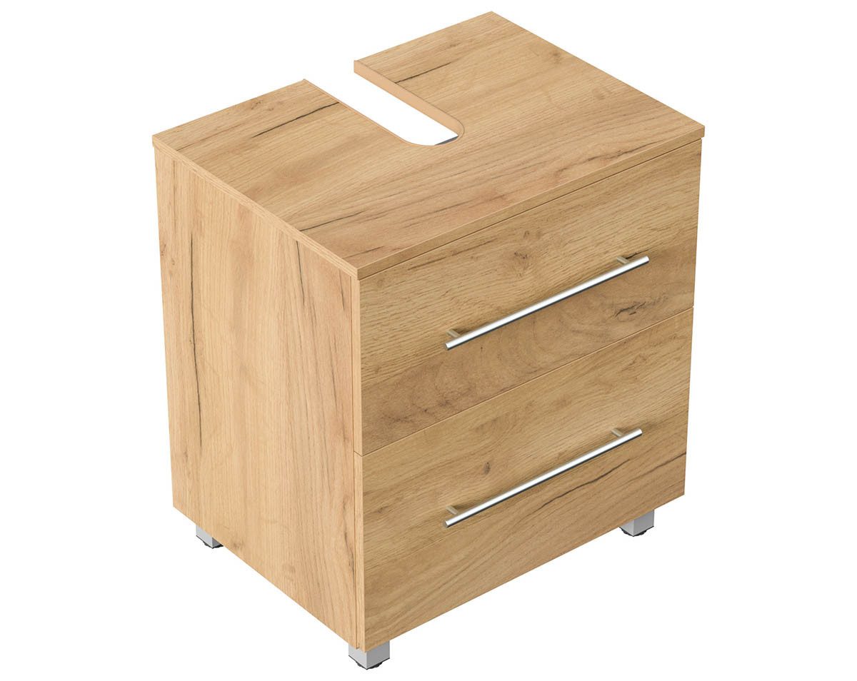 einfachgutemoebel Waschtisch-Set Badezimmer Stand-Waschtisch SENTINEL 55cm, gold-eiche, (Badmöbel Set, 1-St., Waschtisch Set)